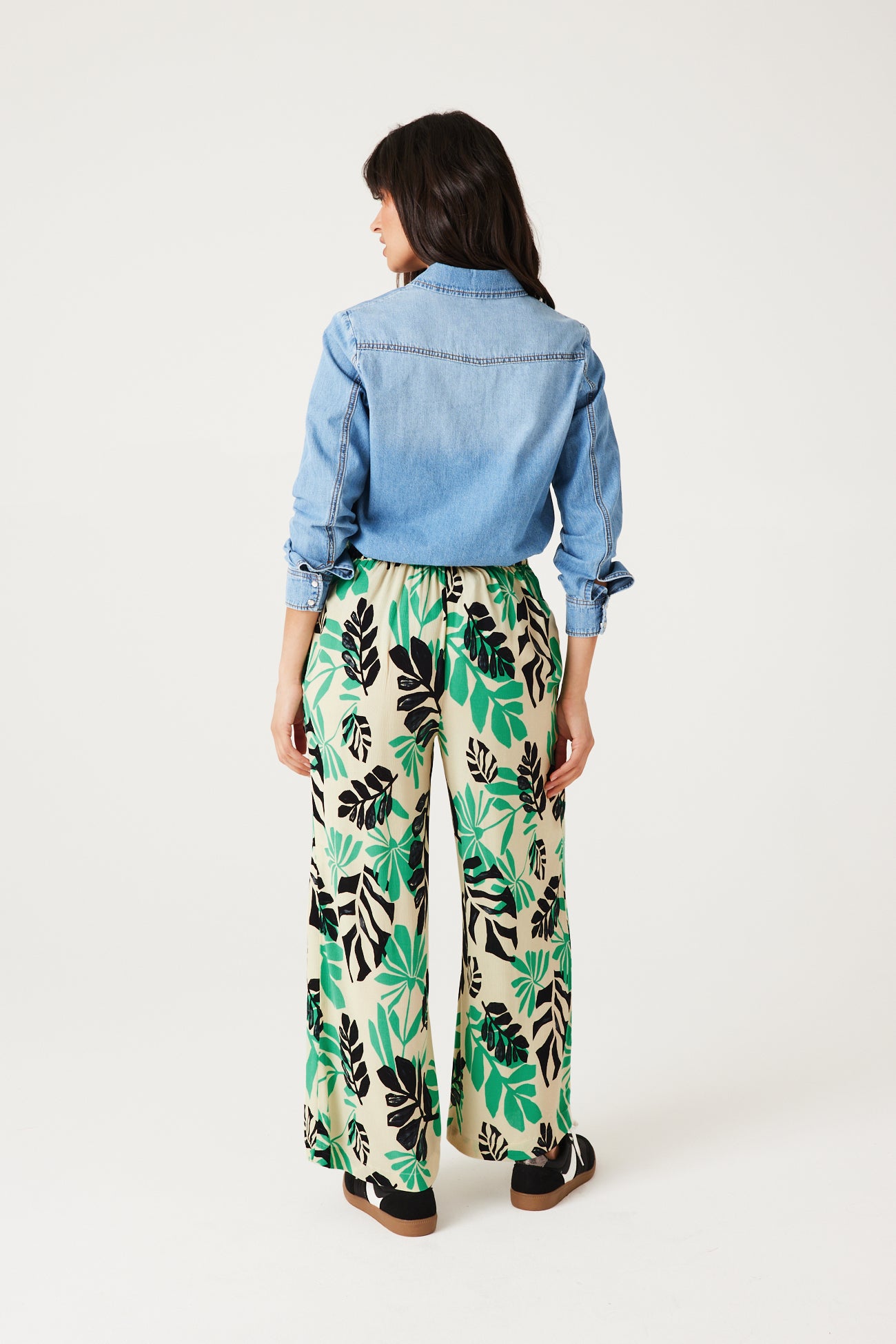 Wideleg patterned trousers - Ecru print