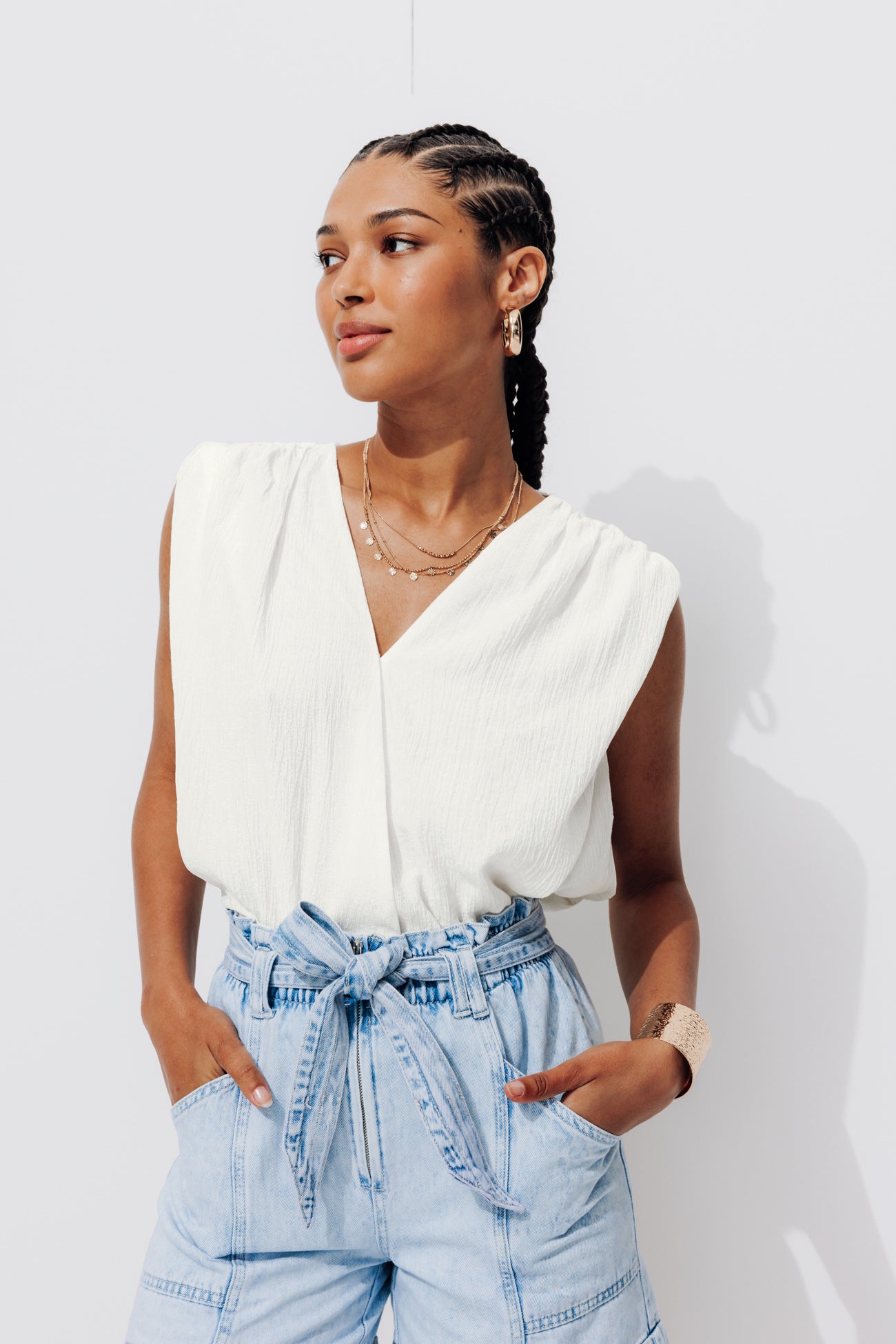 Plain sleeveless top - Ecru