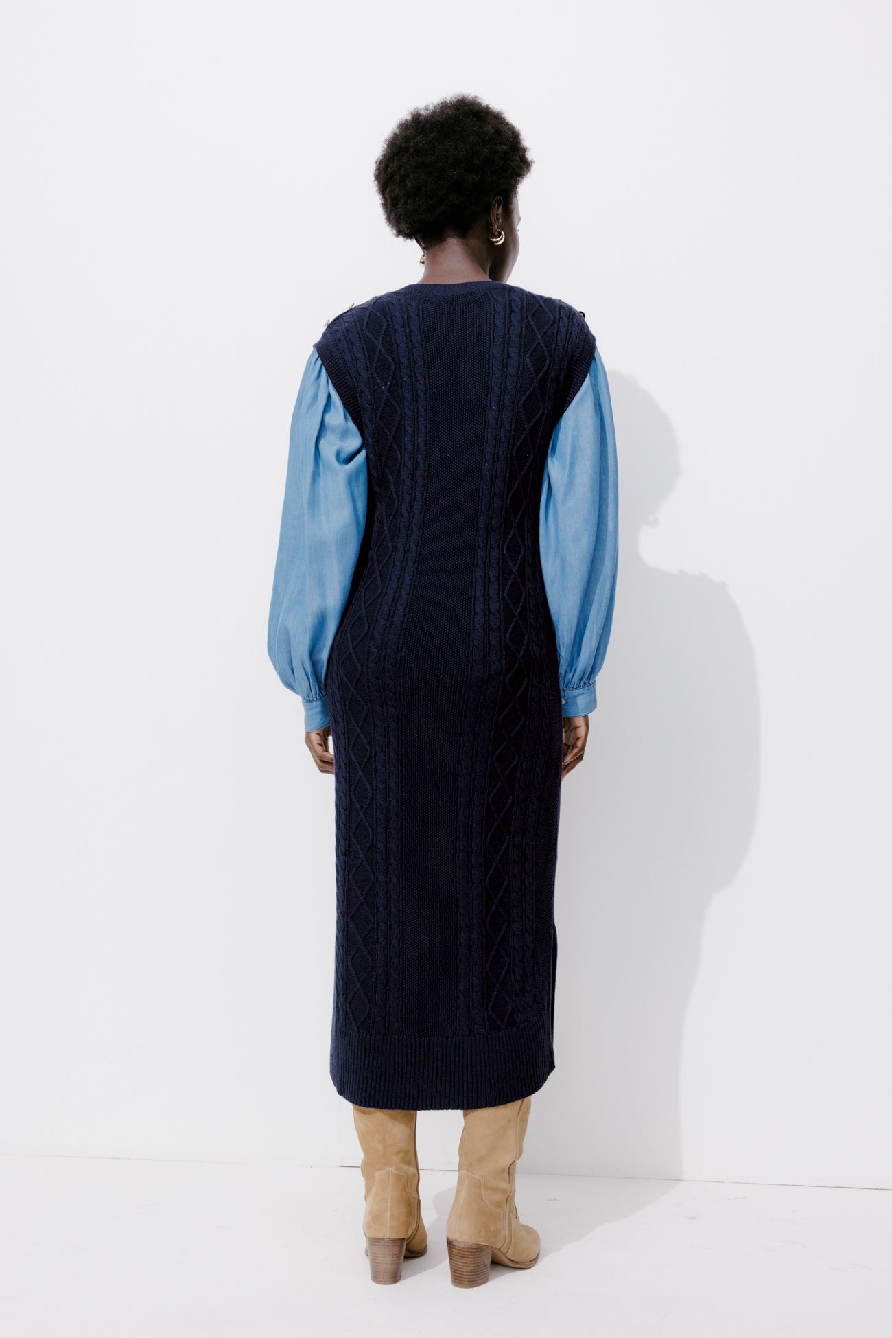 Sleeveless jumper dress - Navy blue