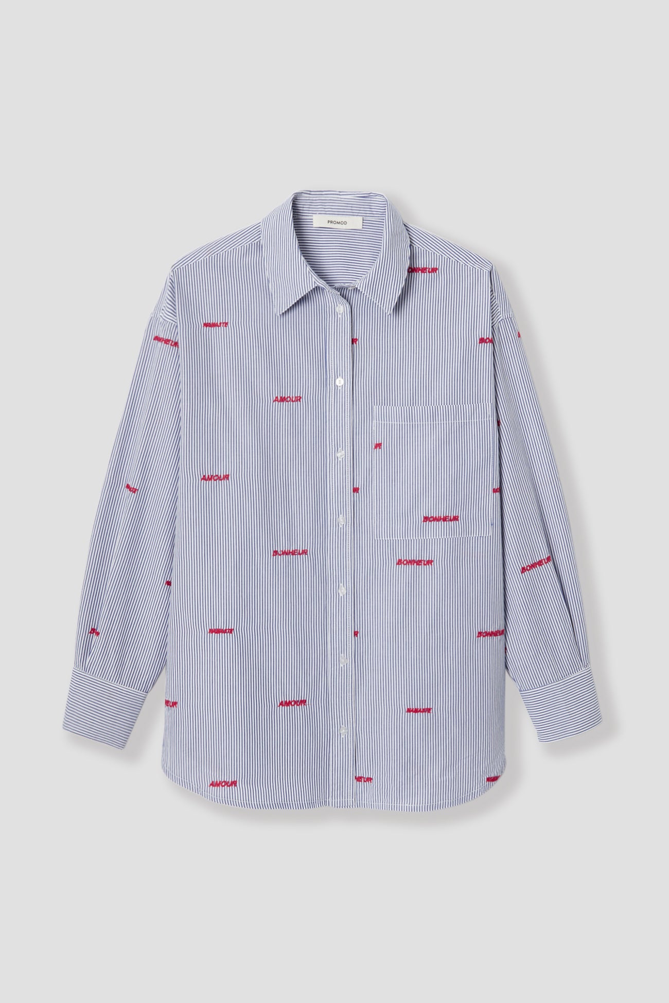 Embroidered striped shirt - Navy blue stripes