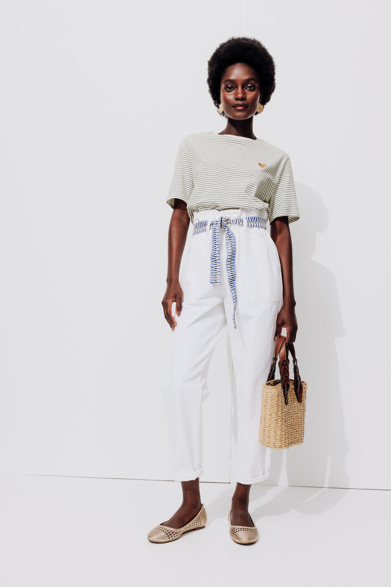 T-shirt with heart motif - Ecru