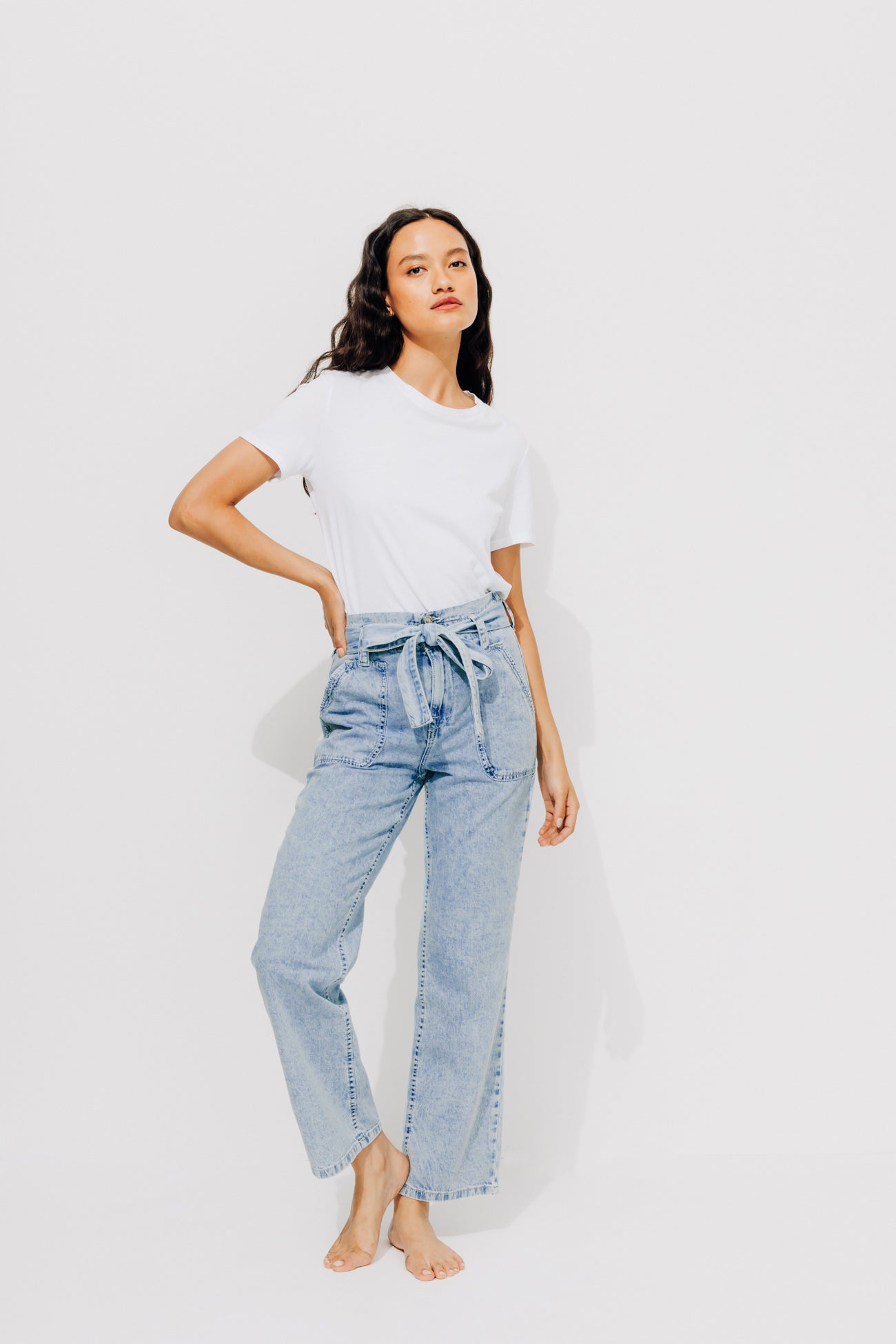 High-waist jeans - Light denim