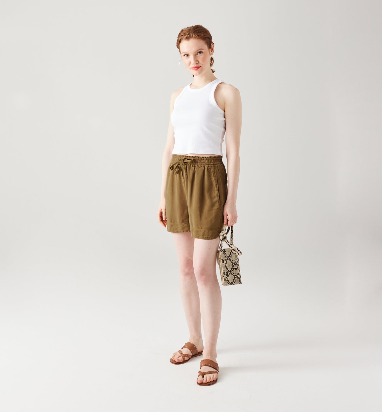 Lyocell shorts - Chestnut brown