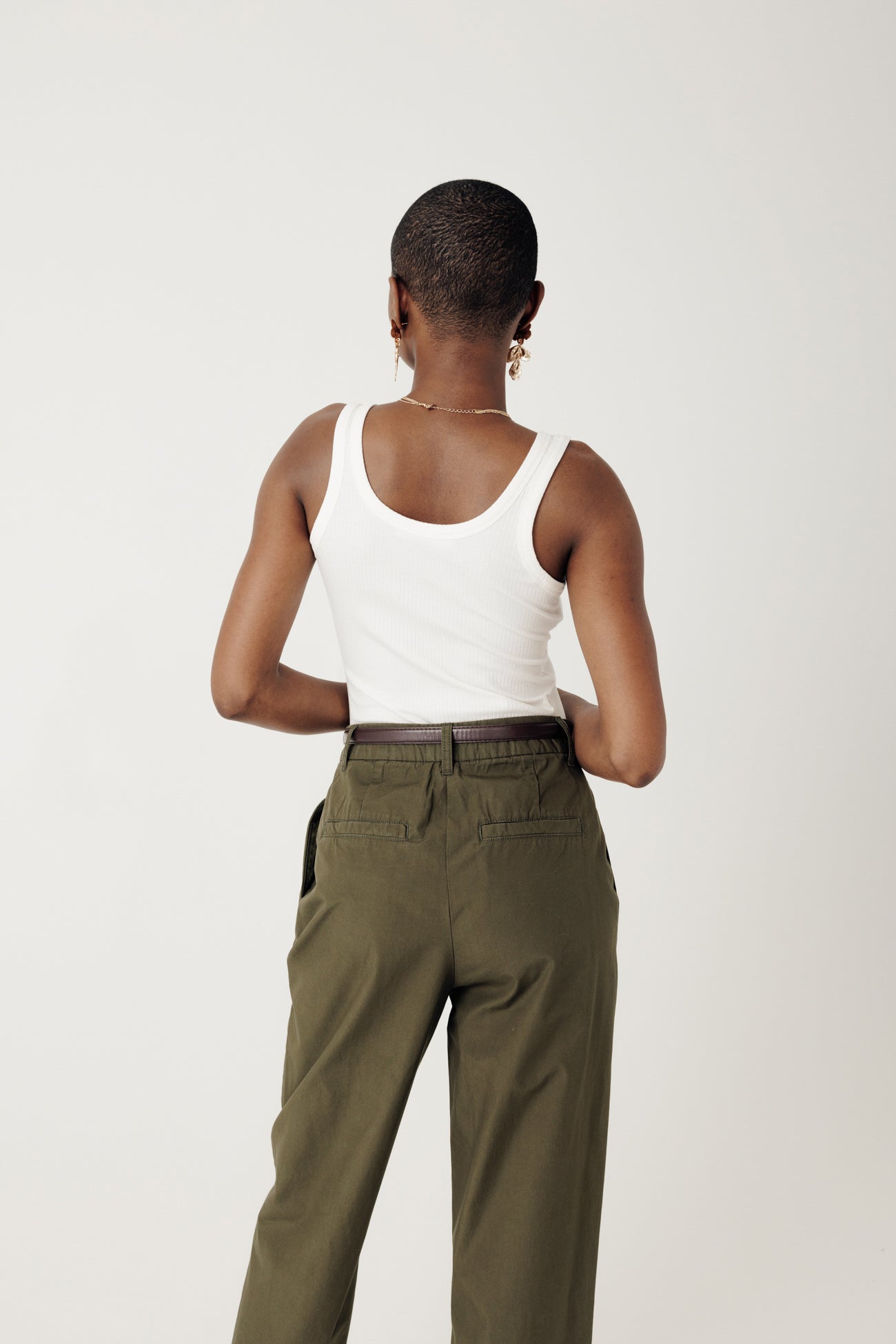 Ribbed sleeveless top - Ecru