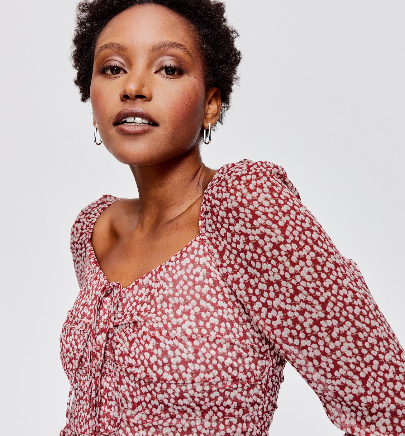 Cropped voile top - Multicolour print