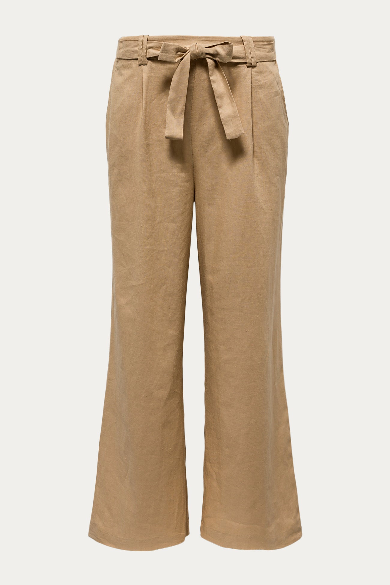 Wideleg linen blend trousers - Ecru