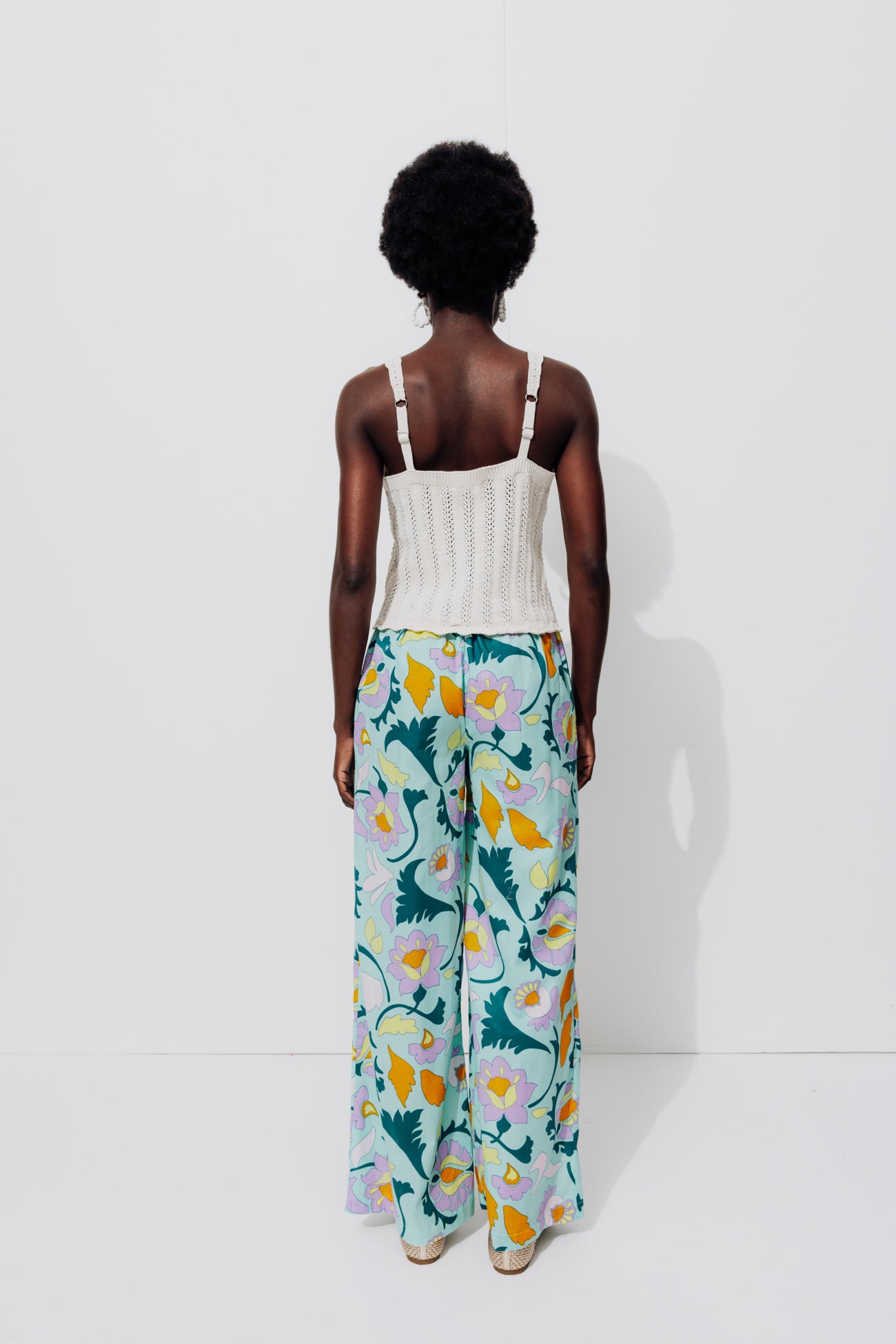 Wideleg patterned trousers - Ecru print