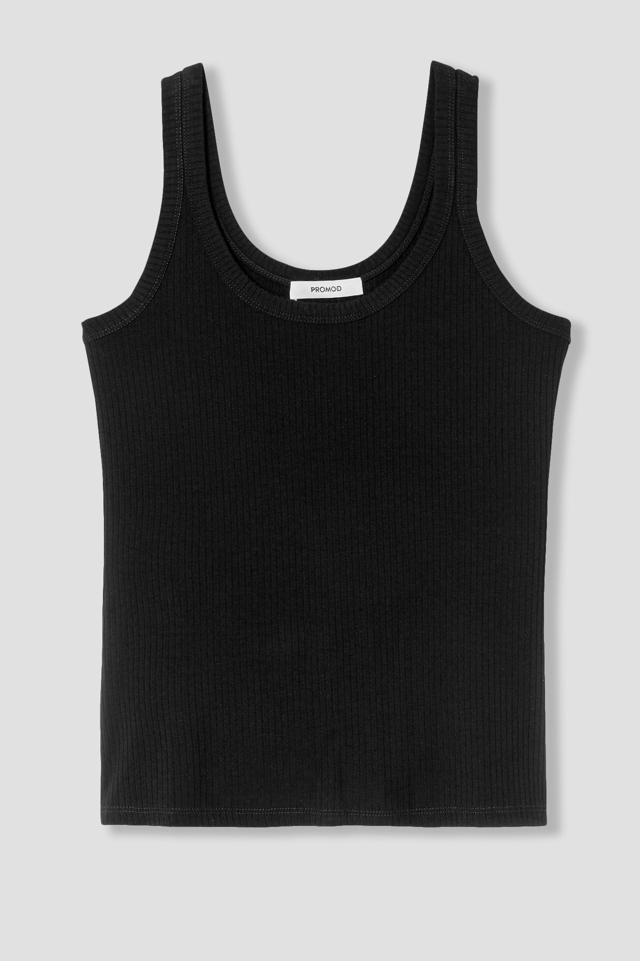 Plain ribbed sleeveless top - Black