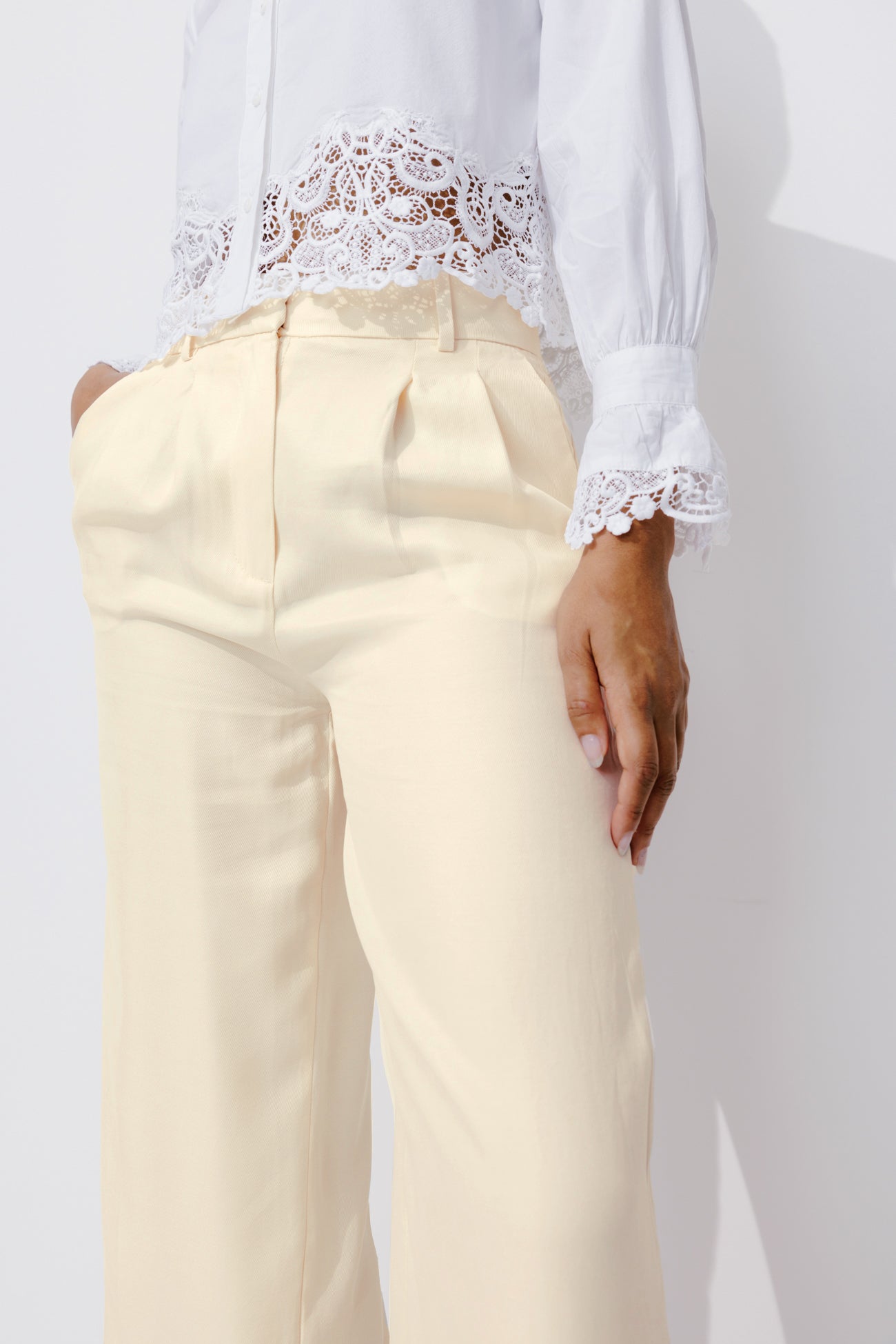 BILLY lyocell trousers - Ecru