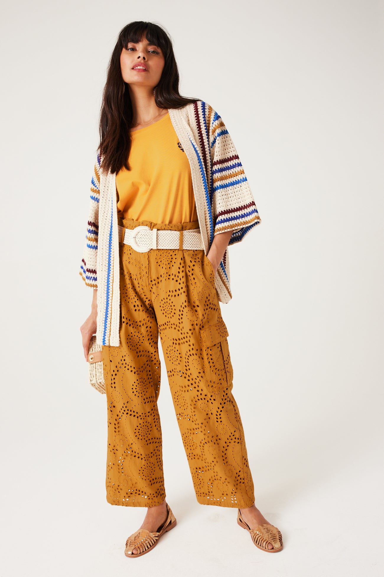 Broderie anglaise trousers - Black