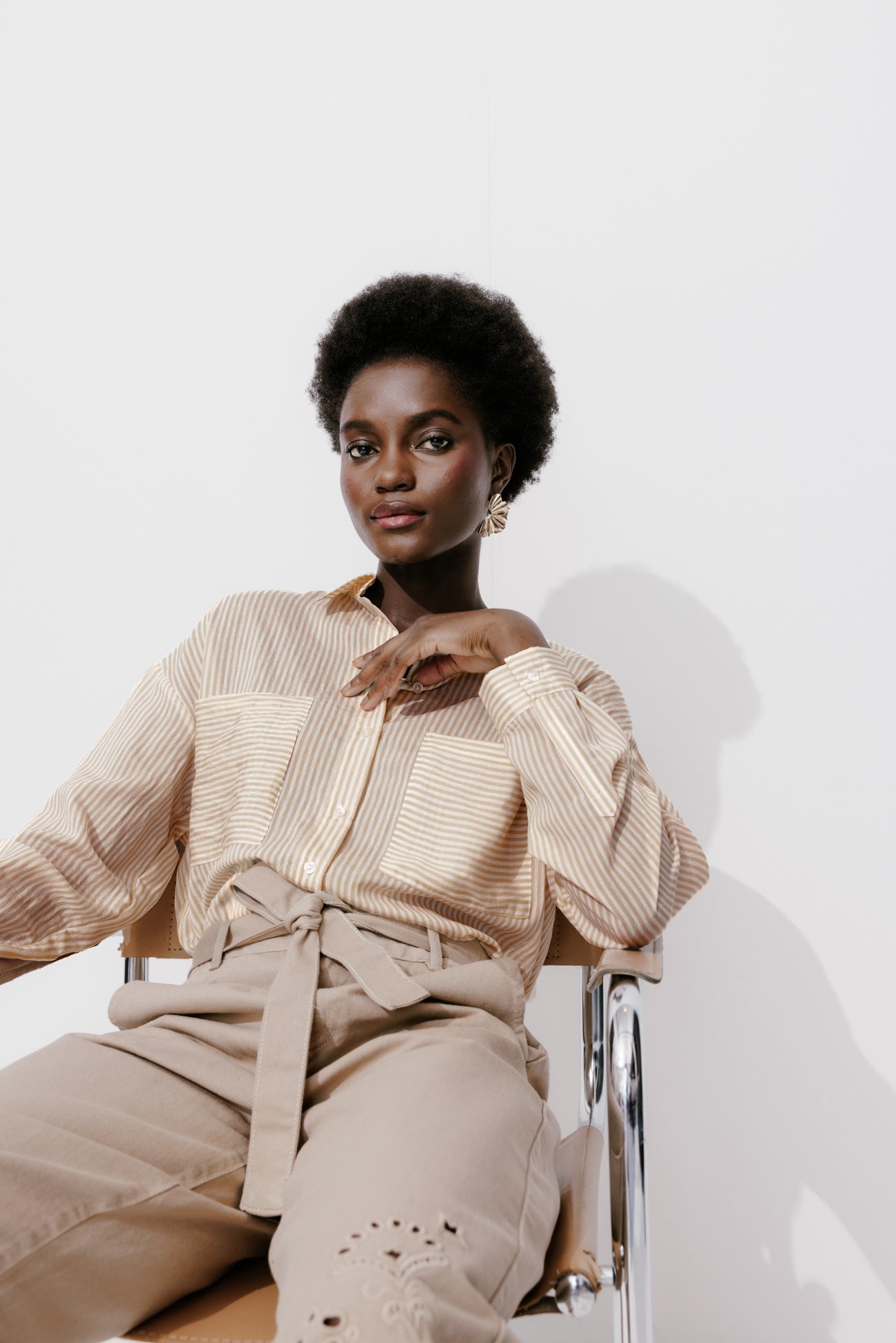 Oversized striped shirt - Navy blue stripes