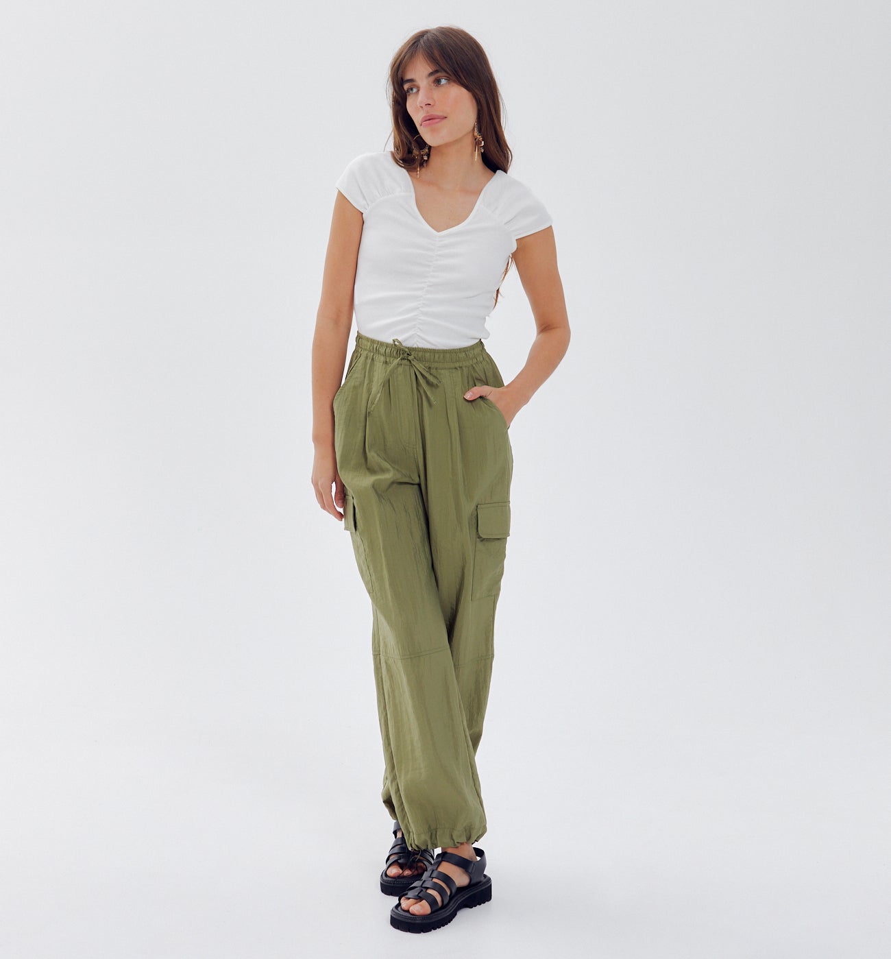 Ribbed jersey top - Turquoise