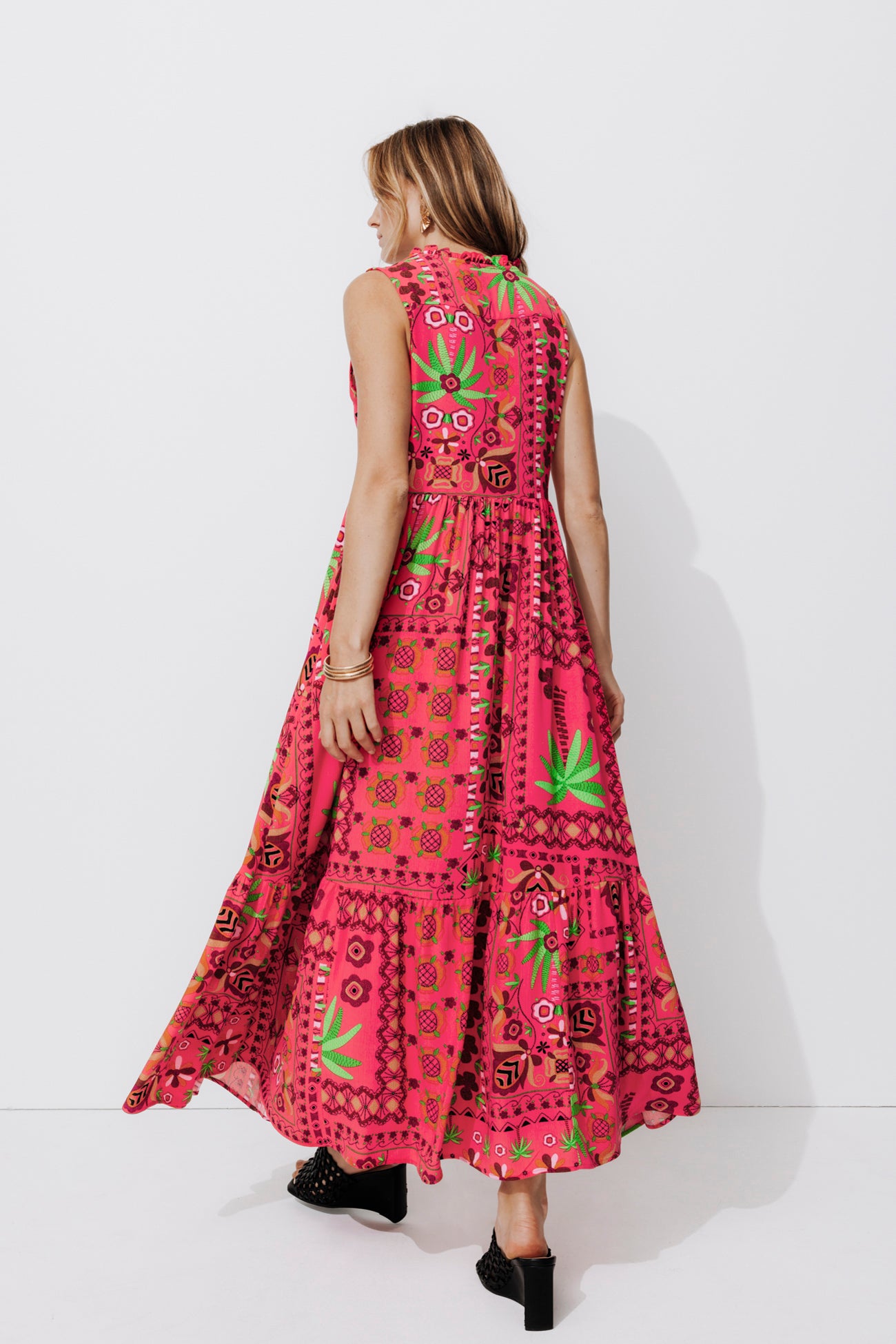 Long patterned dress - Black print