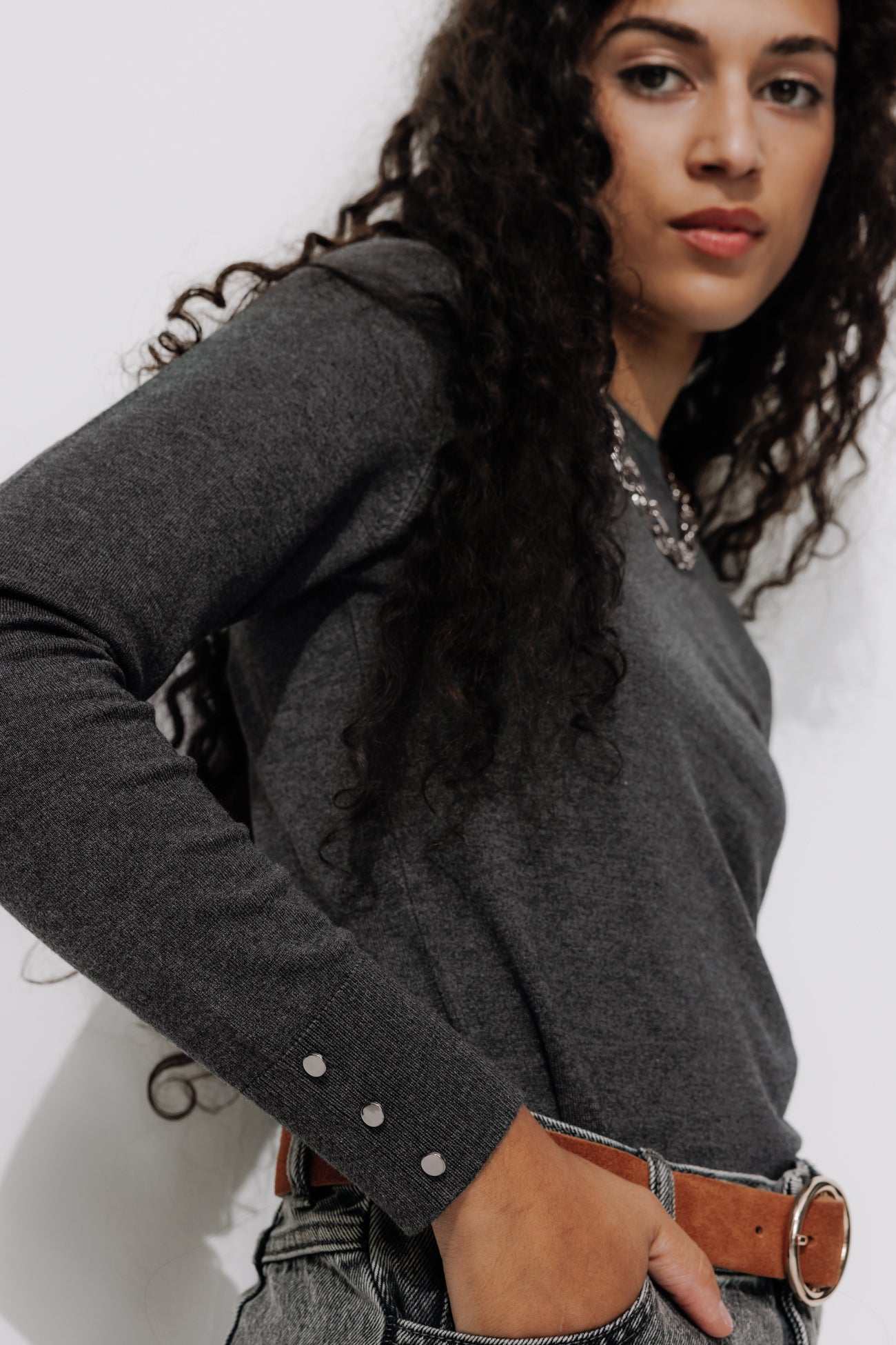 Ecodesign round-neck jumper - Dark grey