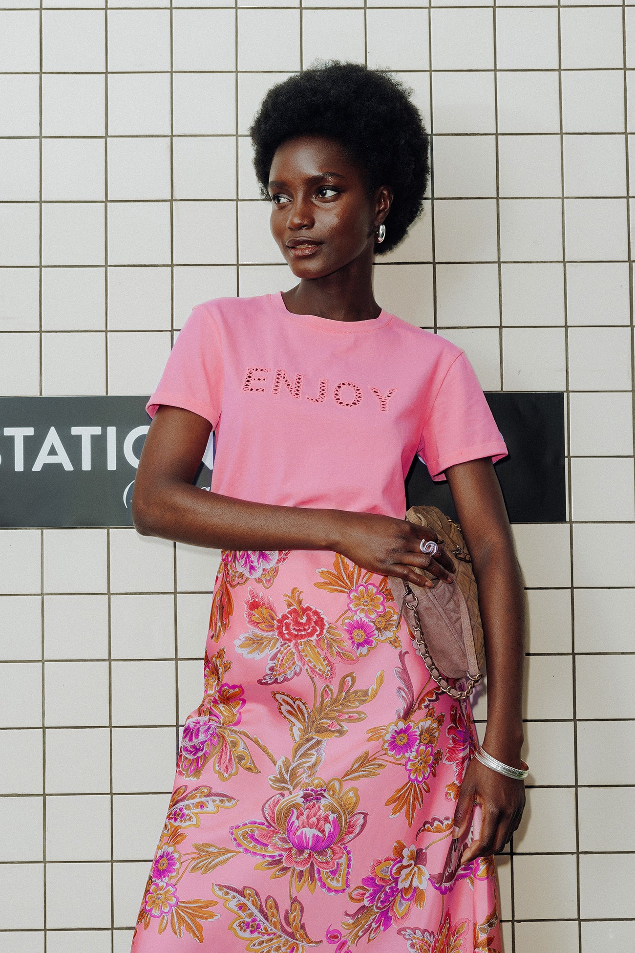 Slogan t-shirt - Pink print