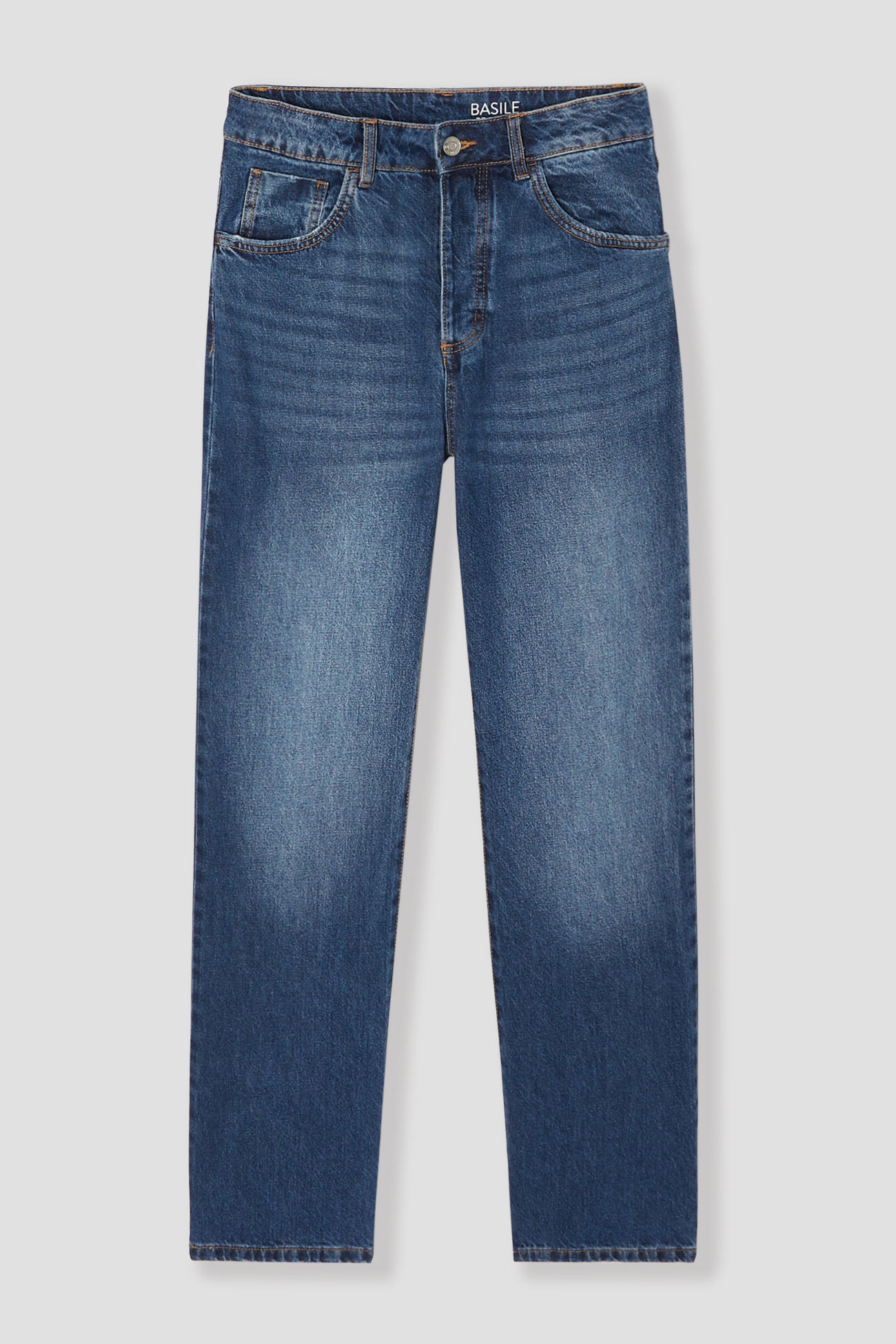 High-waist straight leg jeans - Ecru