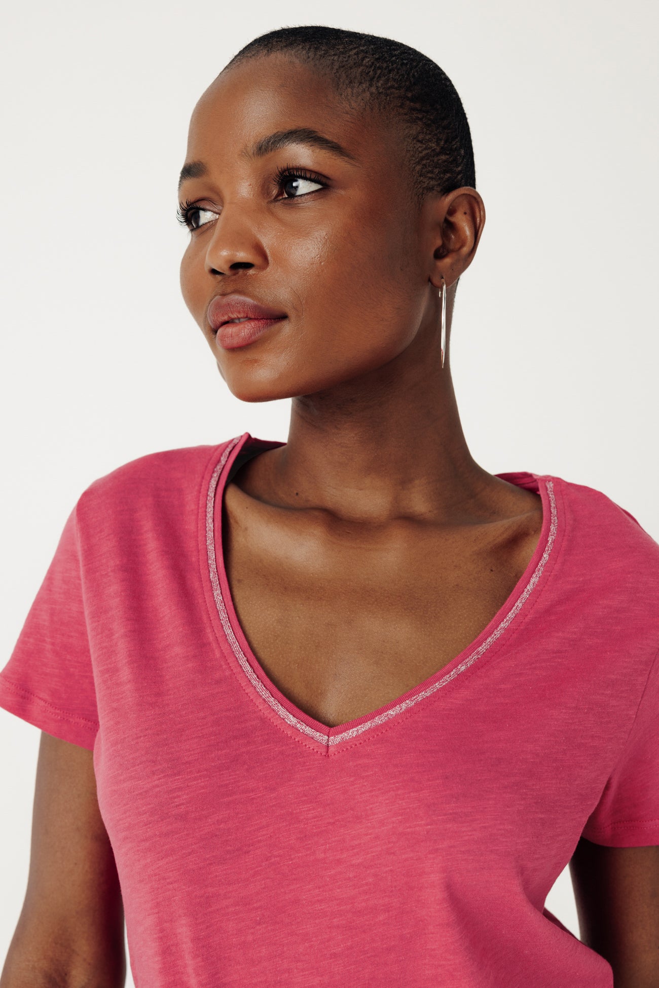 V-neck top - Raspberry red