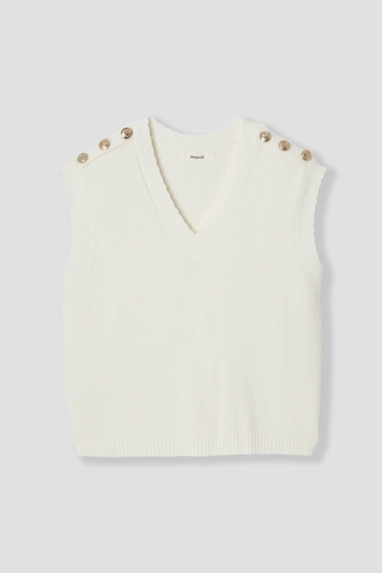 Sleeveless jumper - Ecru stripes