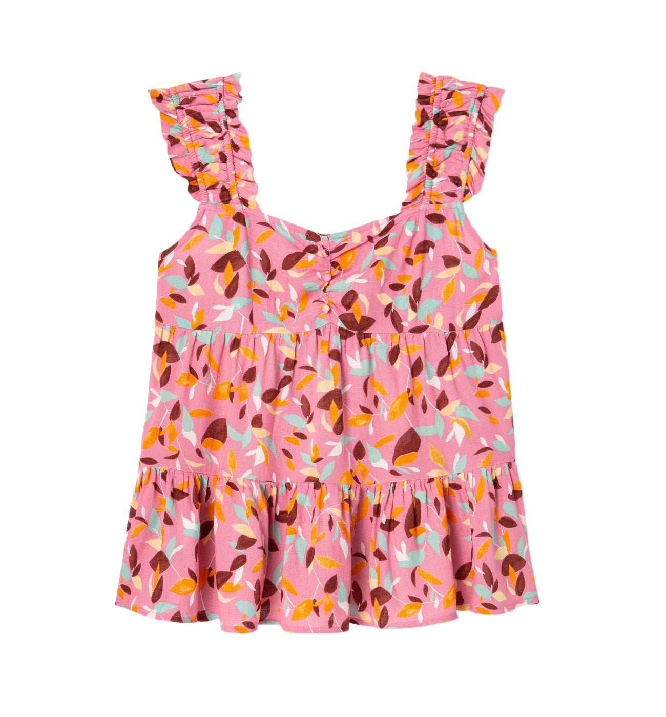 Frilly flared top - Pink print