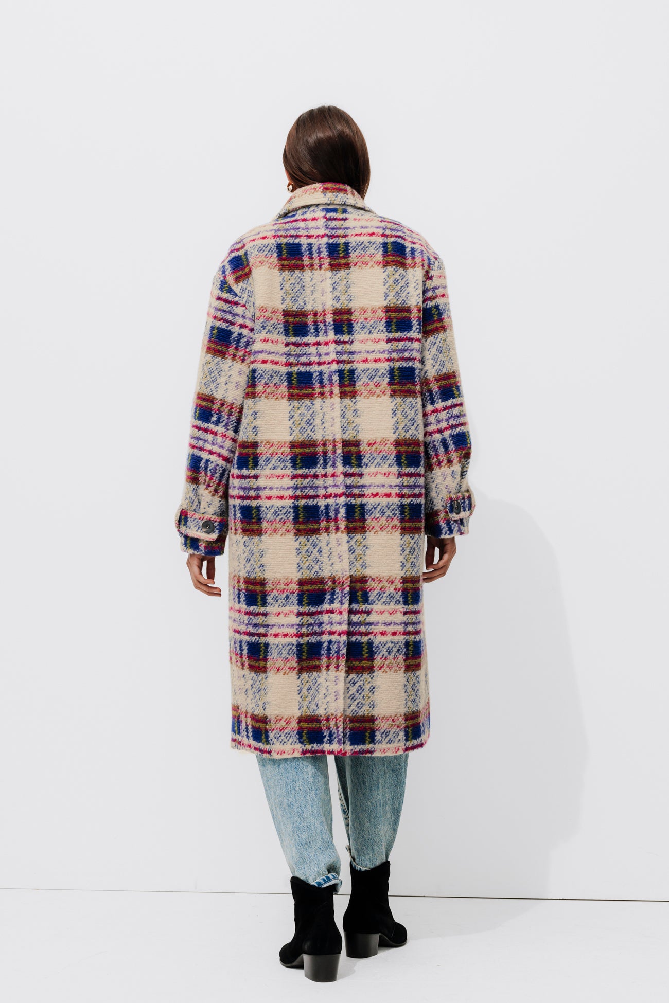 SIMONE wool blend coat - Chestnut brown print