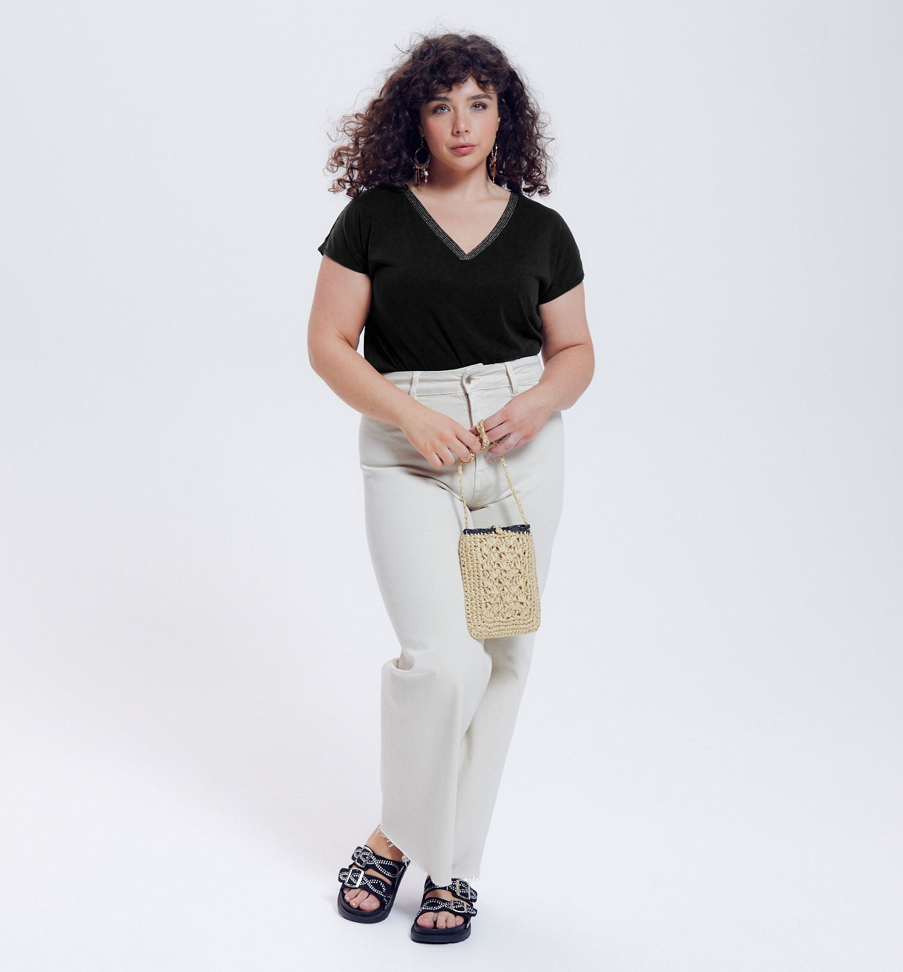 V-neck top with glitzy detail - Black