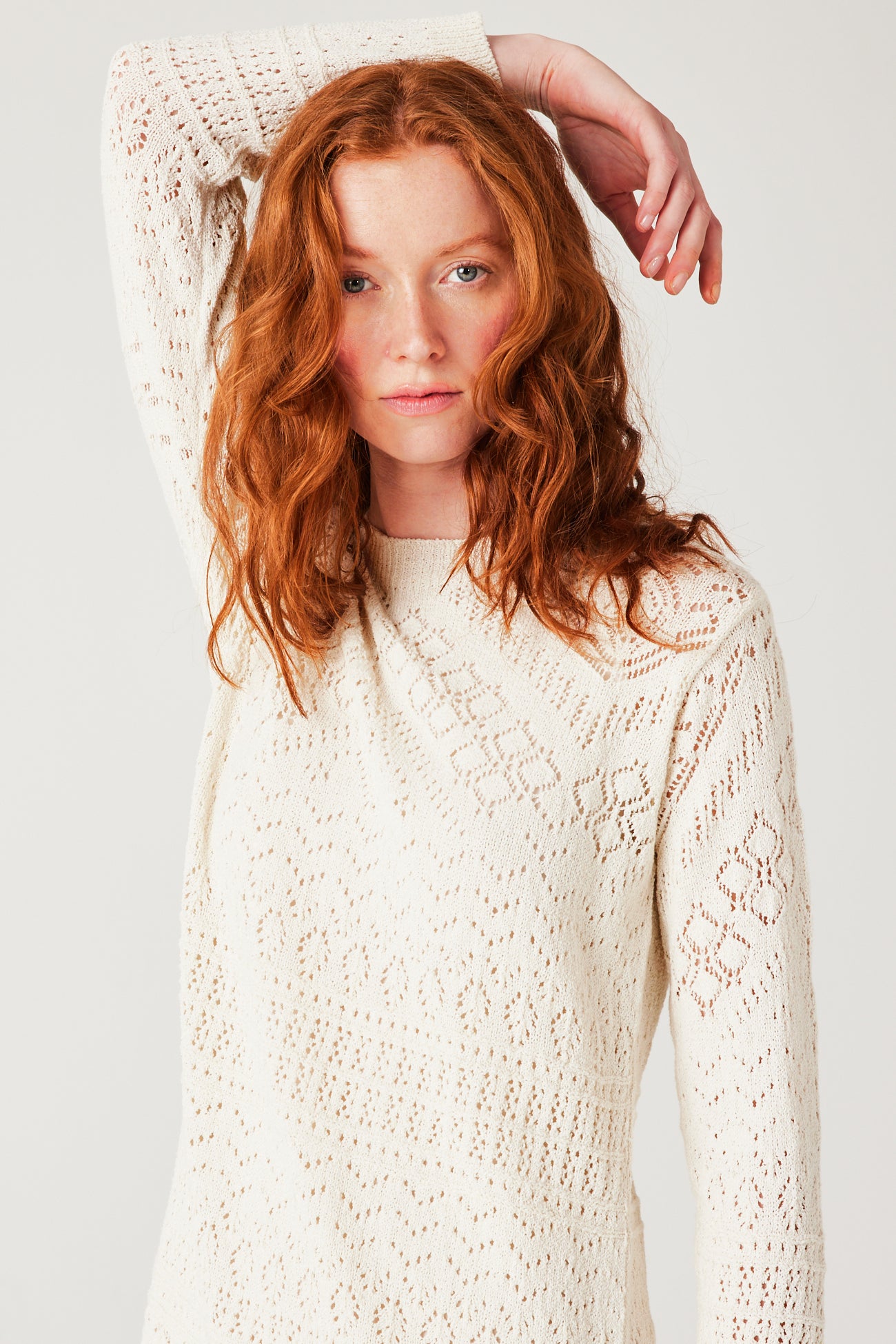 Midi openwork dress - Khaki