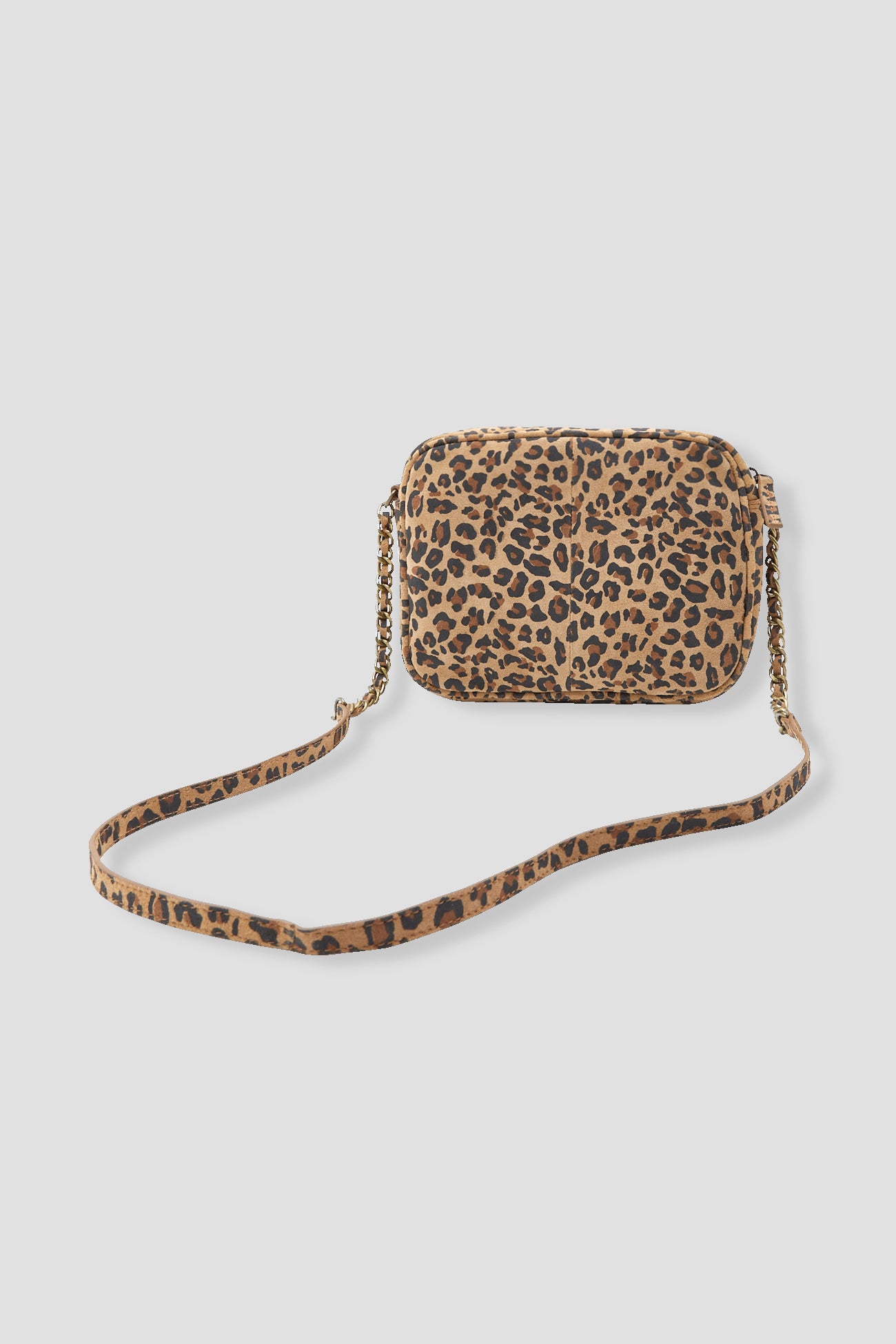 Leopardskin motif leather bag - Camel