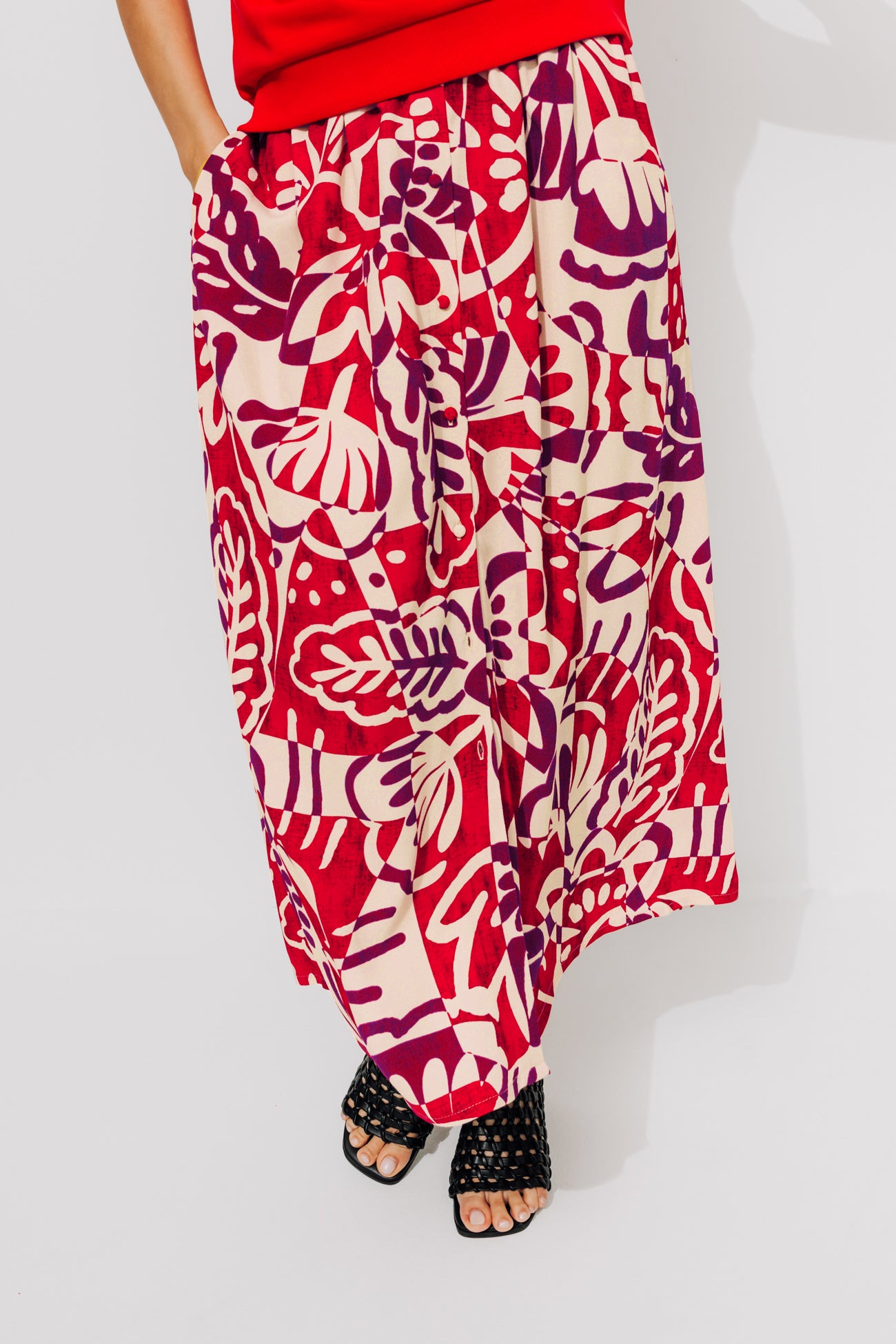 Long patterned skirt - Ecru print