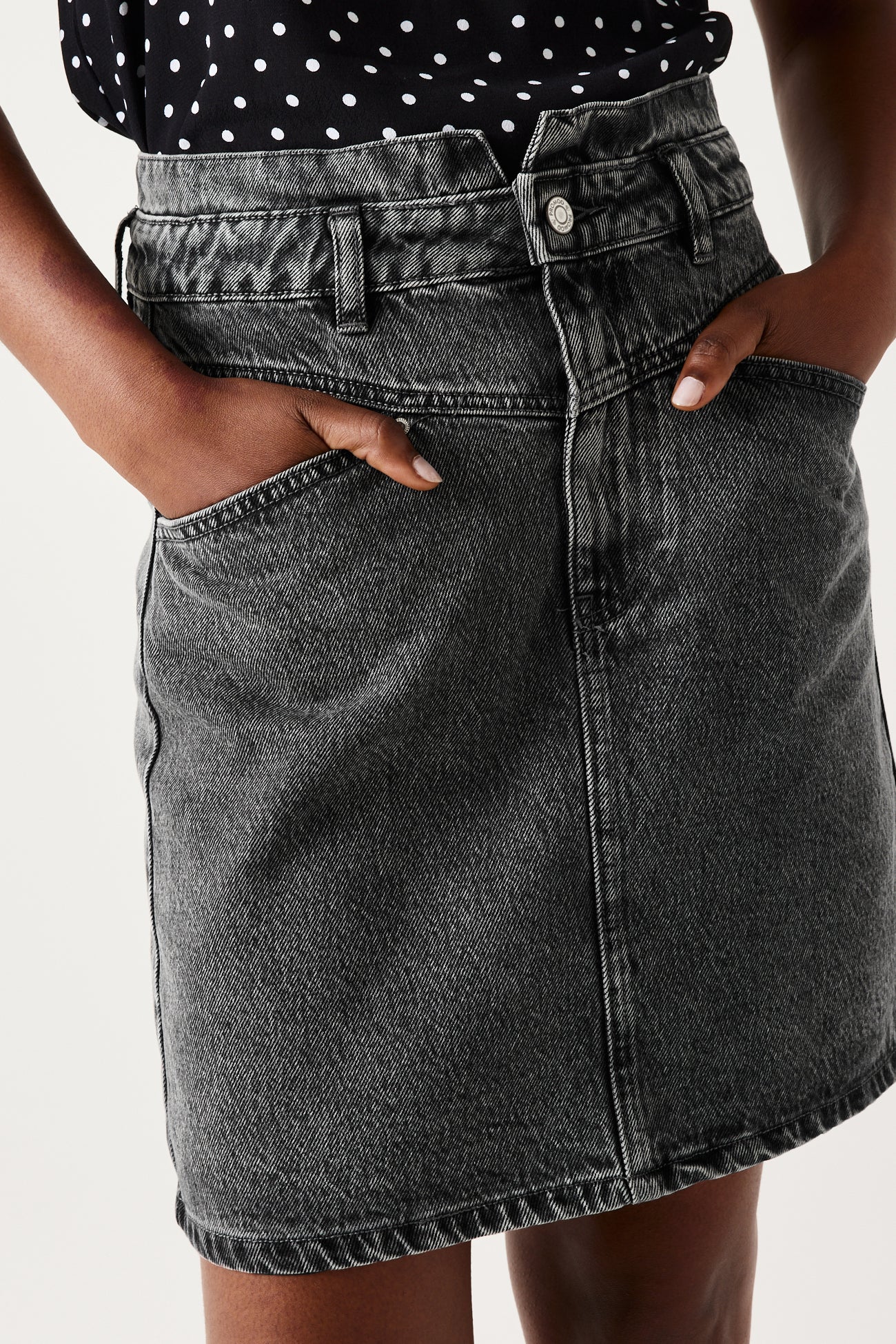 Short denim skirt - Grey denim