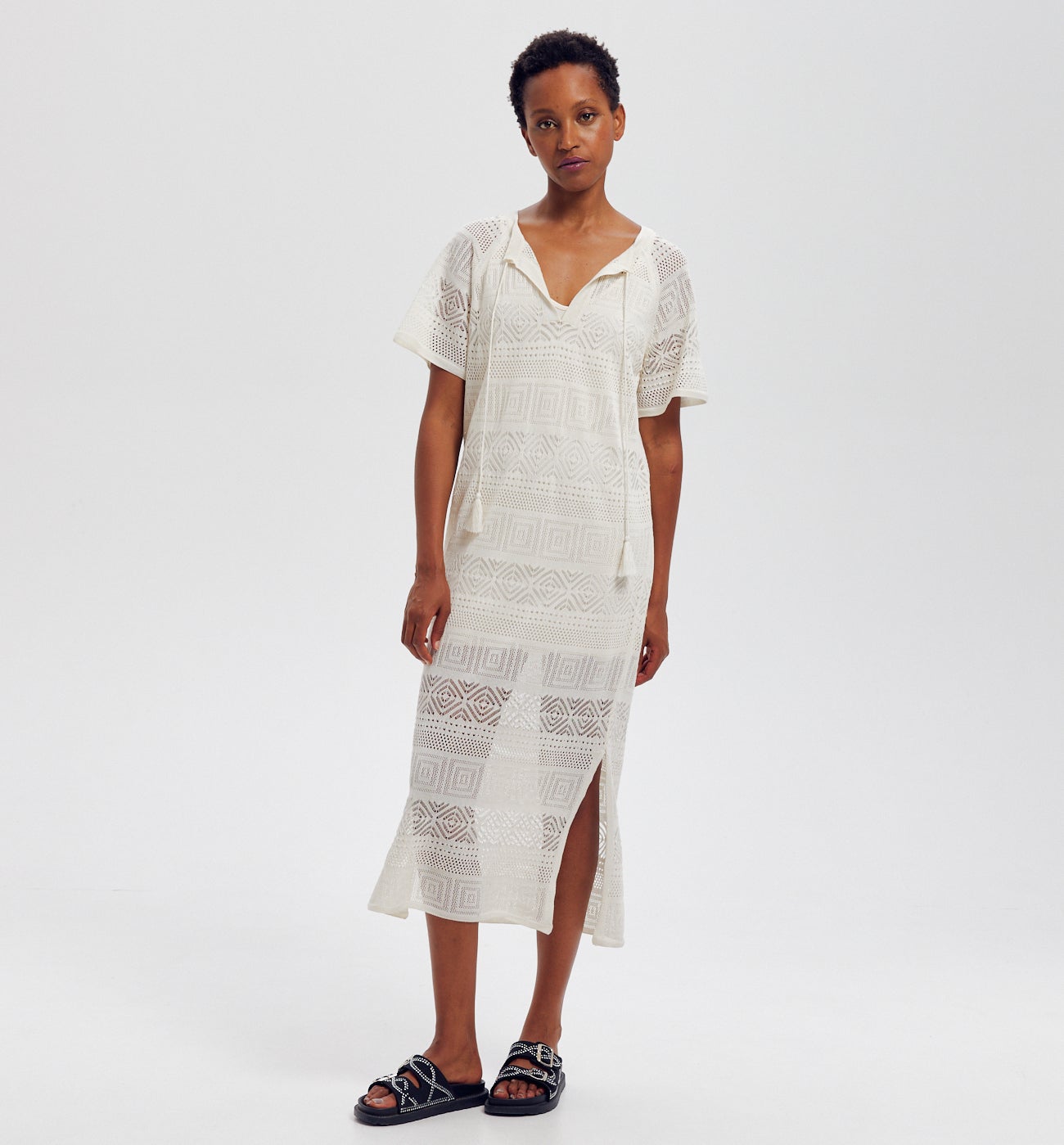 Lace knit dress - Ecru