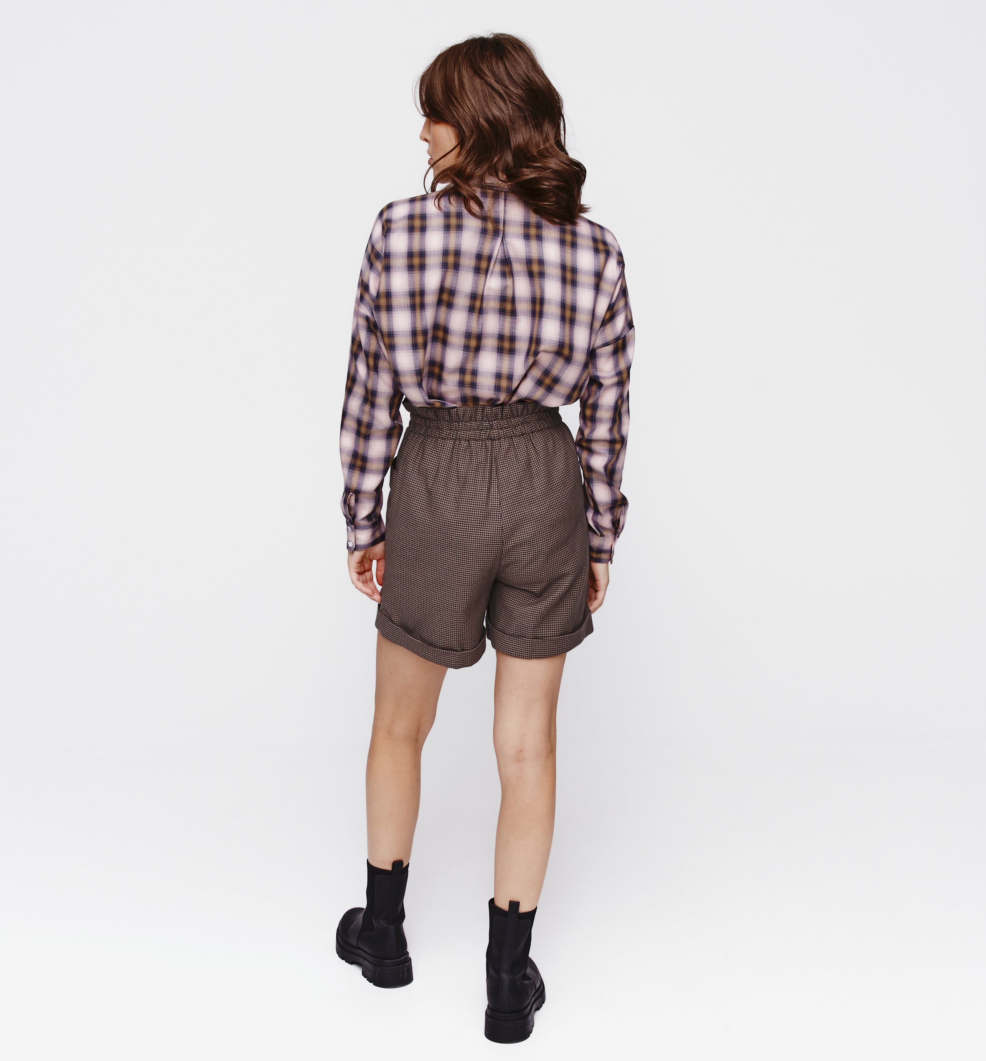 High-waist checked shorts - Multicolour checks