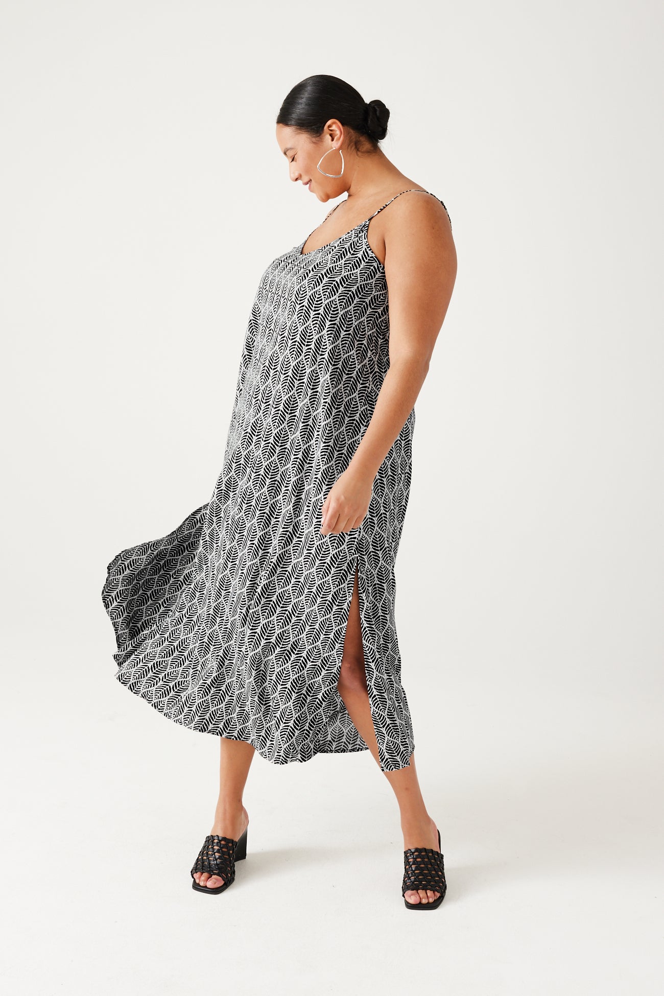 Long strappy dress - Pink print