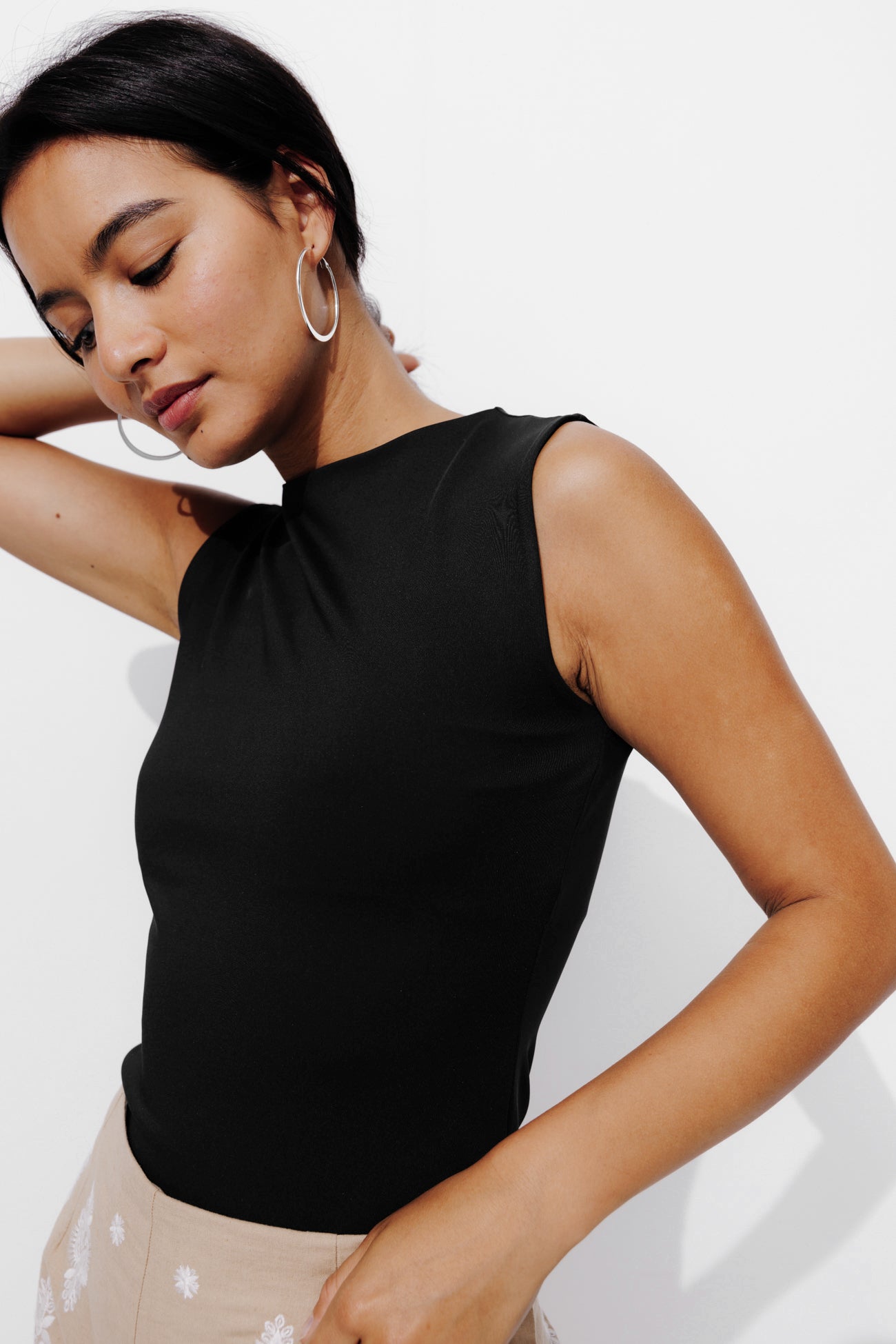 Plain sleeveless top - Ecru