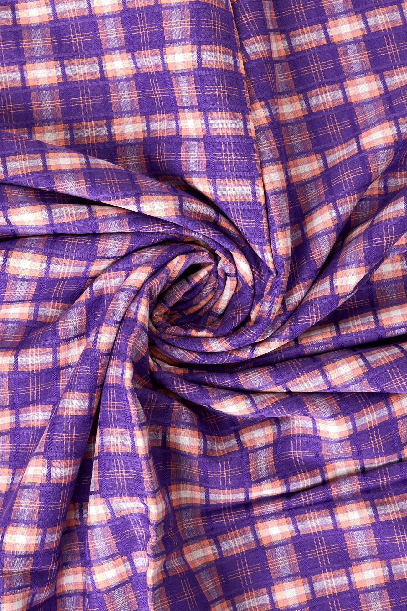 3m cotton-viscose fabric cut - Violet checks