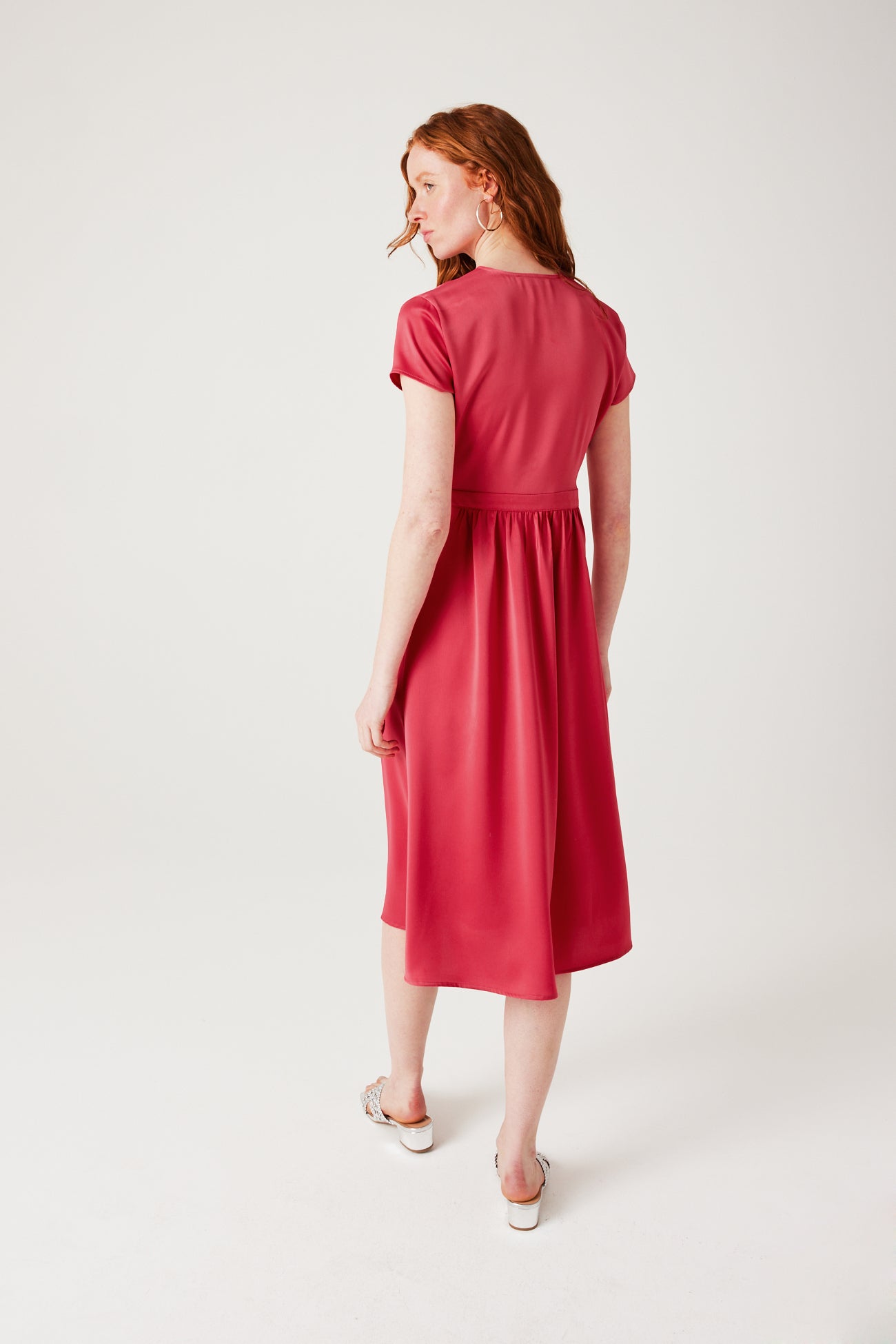 Satin crossover dress - Pink