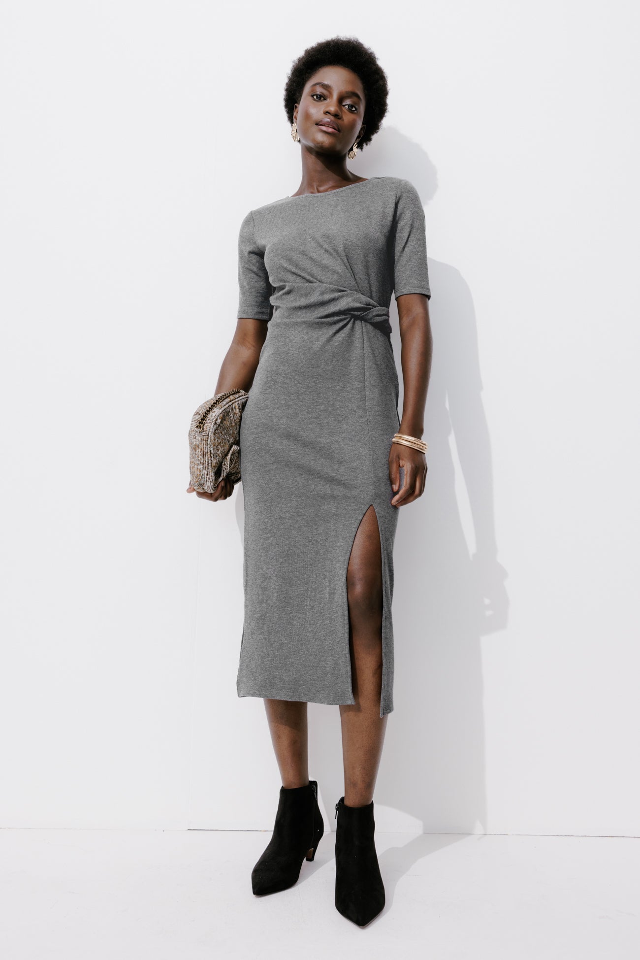 Jersey midi dress - Light grey