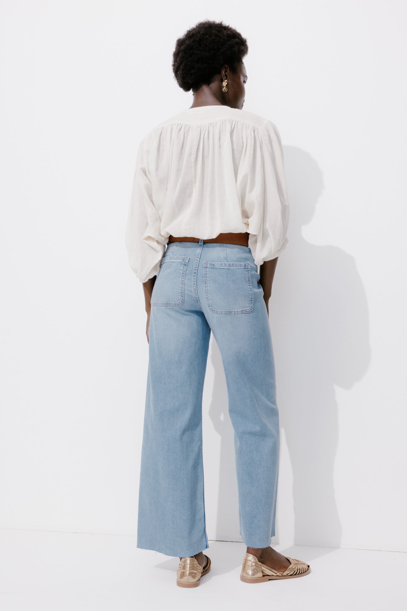 High-waist wideleg jeans - Medium denim