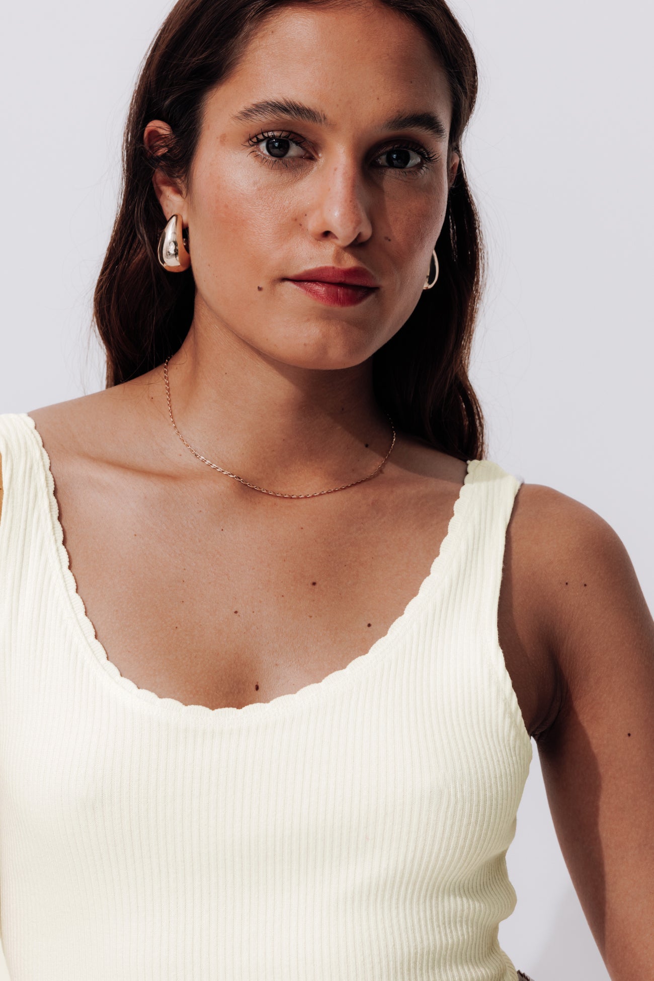 Plain ribbed sleeveless top - Bordeaux red