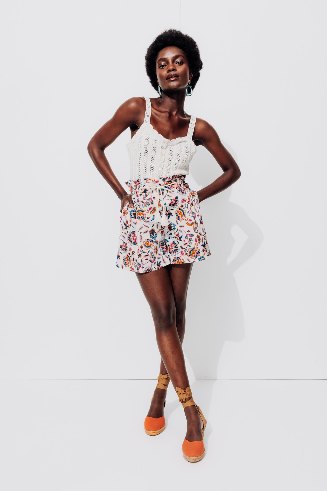 Patterned shorts - Ecru print