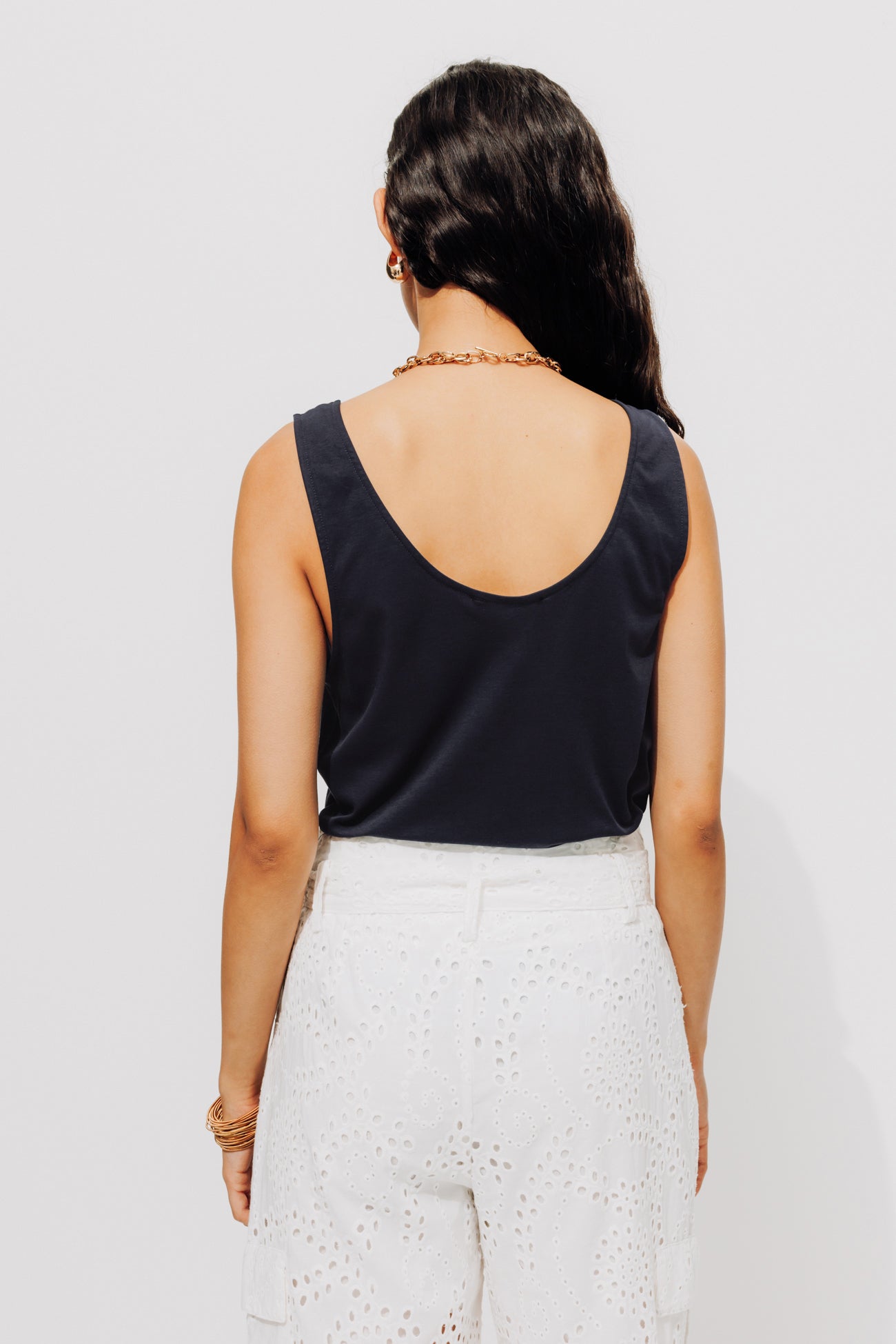 Sleeveless jersey top - Ecru