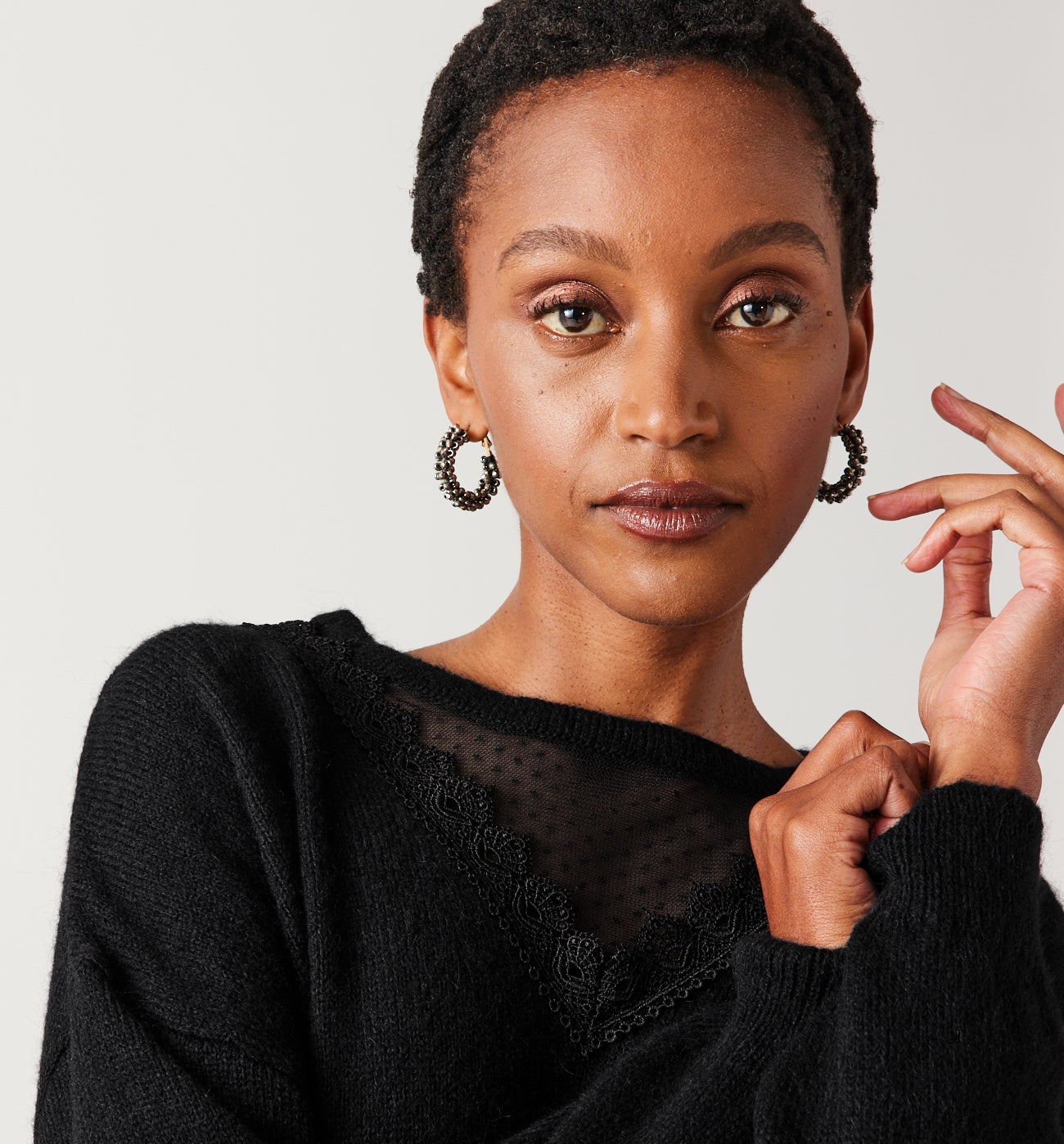 Plumetis detail jumper - Black