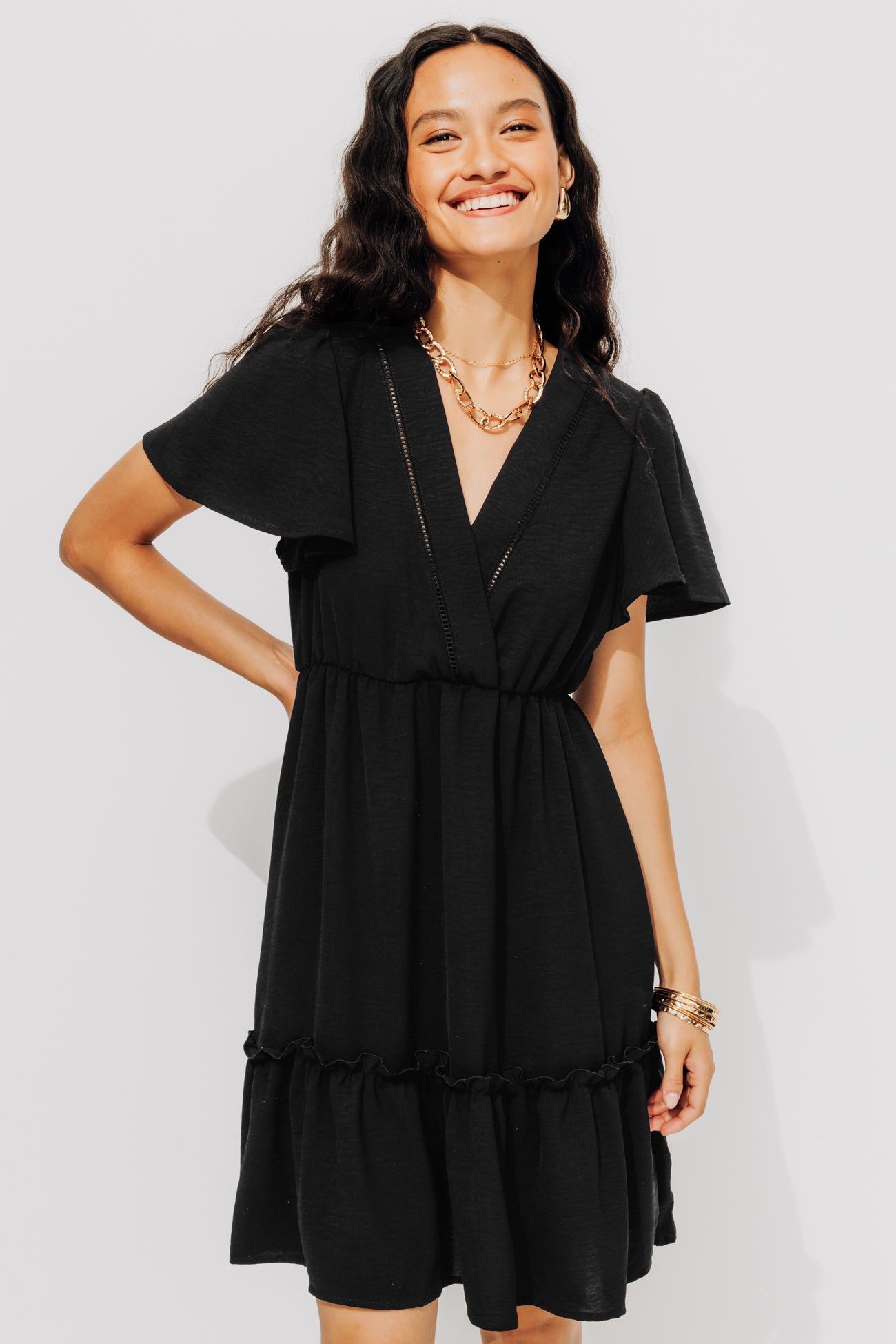 Short frilly dress - Black