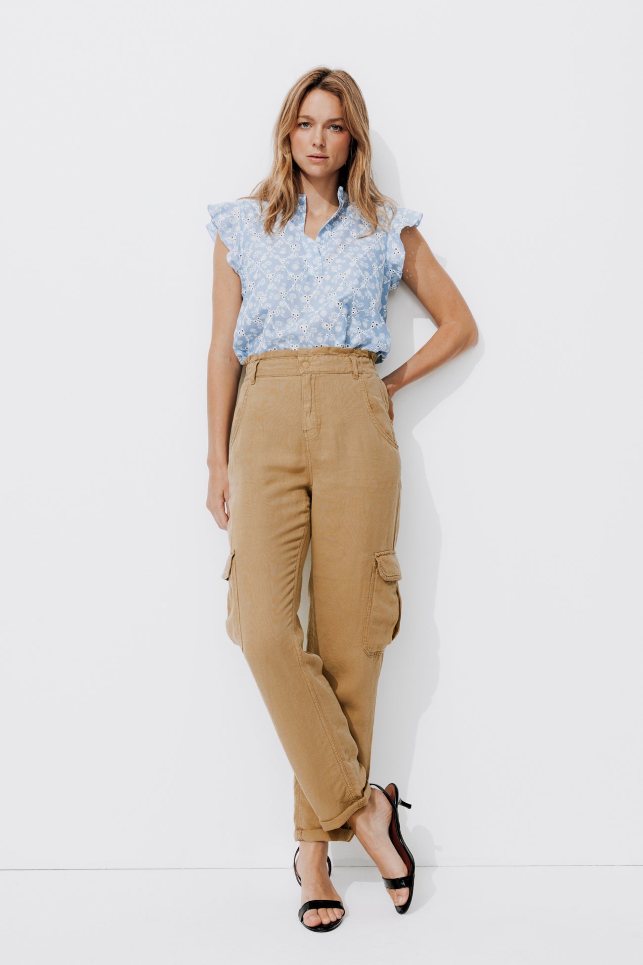 Linen cargo trousers - Sand