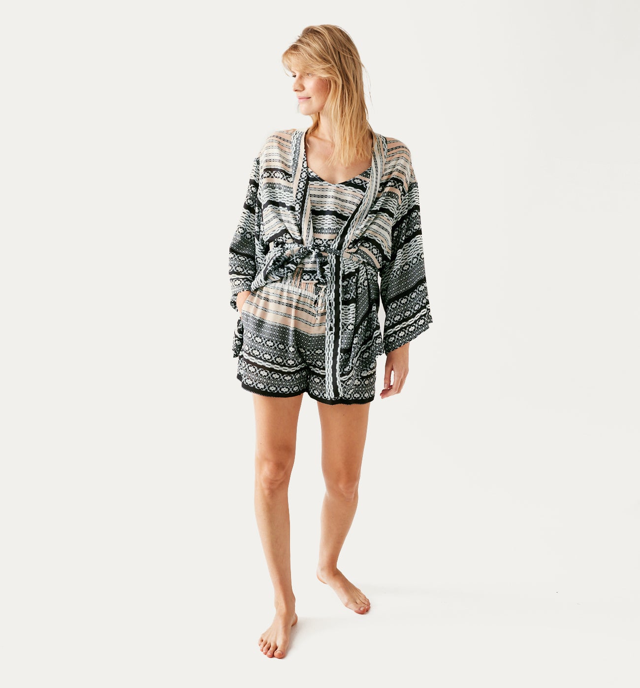 Homewear patterned kimono - Multicolour print