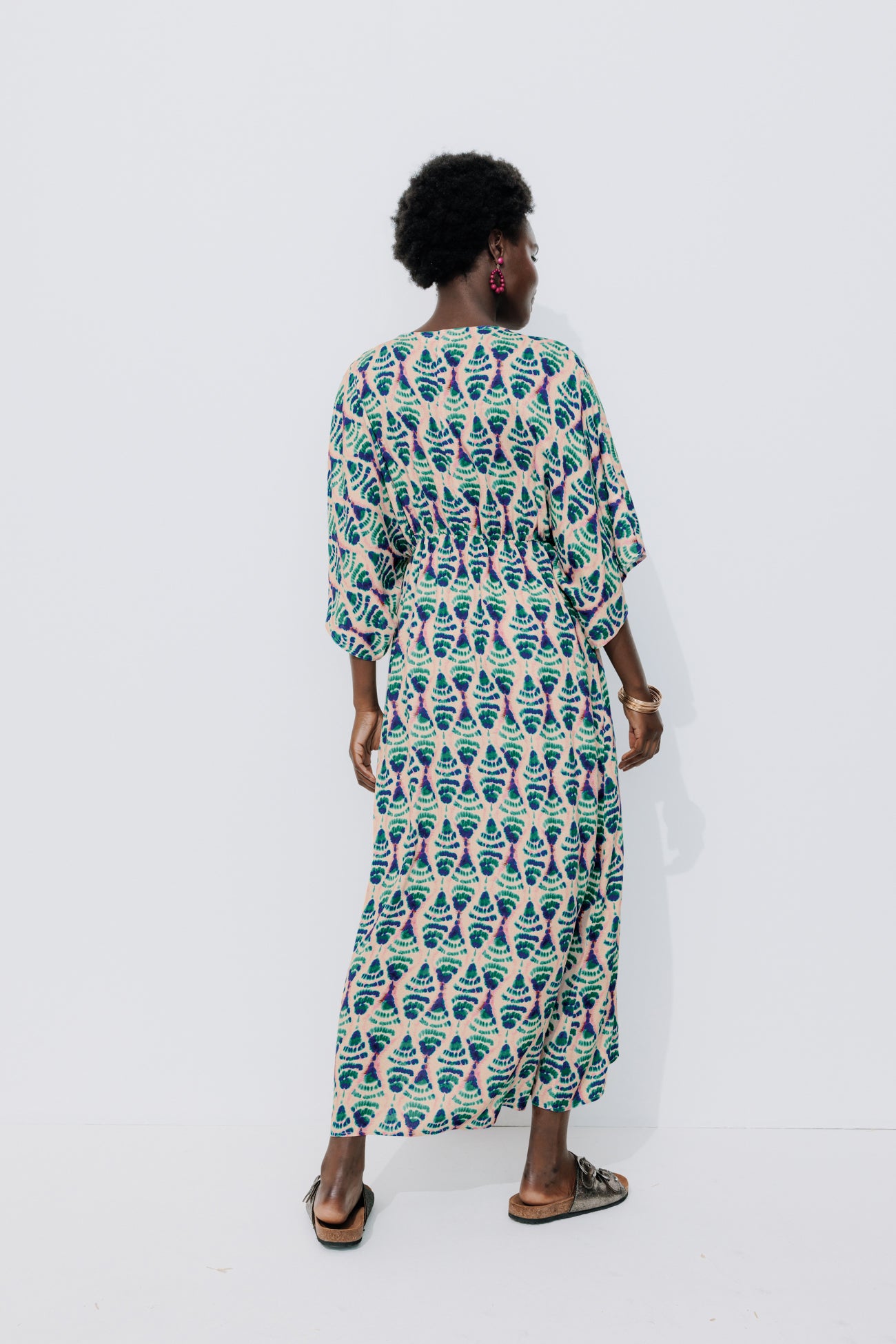 Long patterned dress - Ecru print