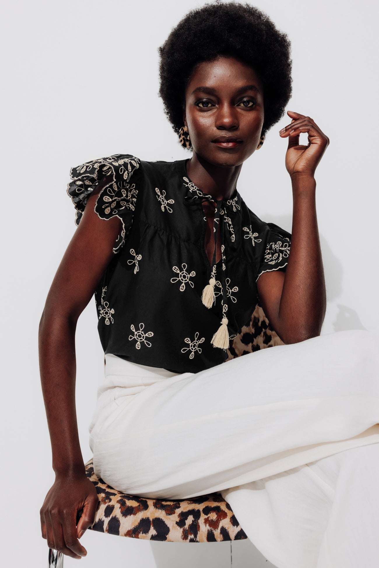 Broderie anglaise blouse - Black