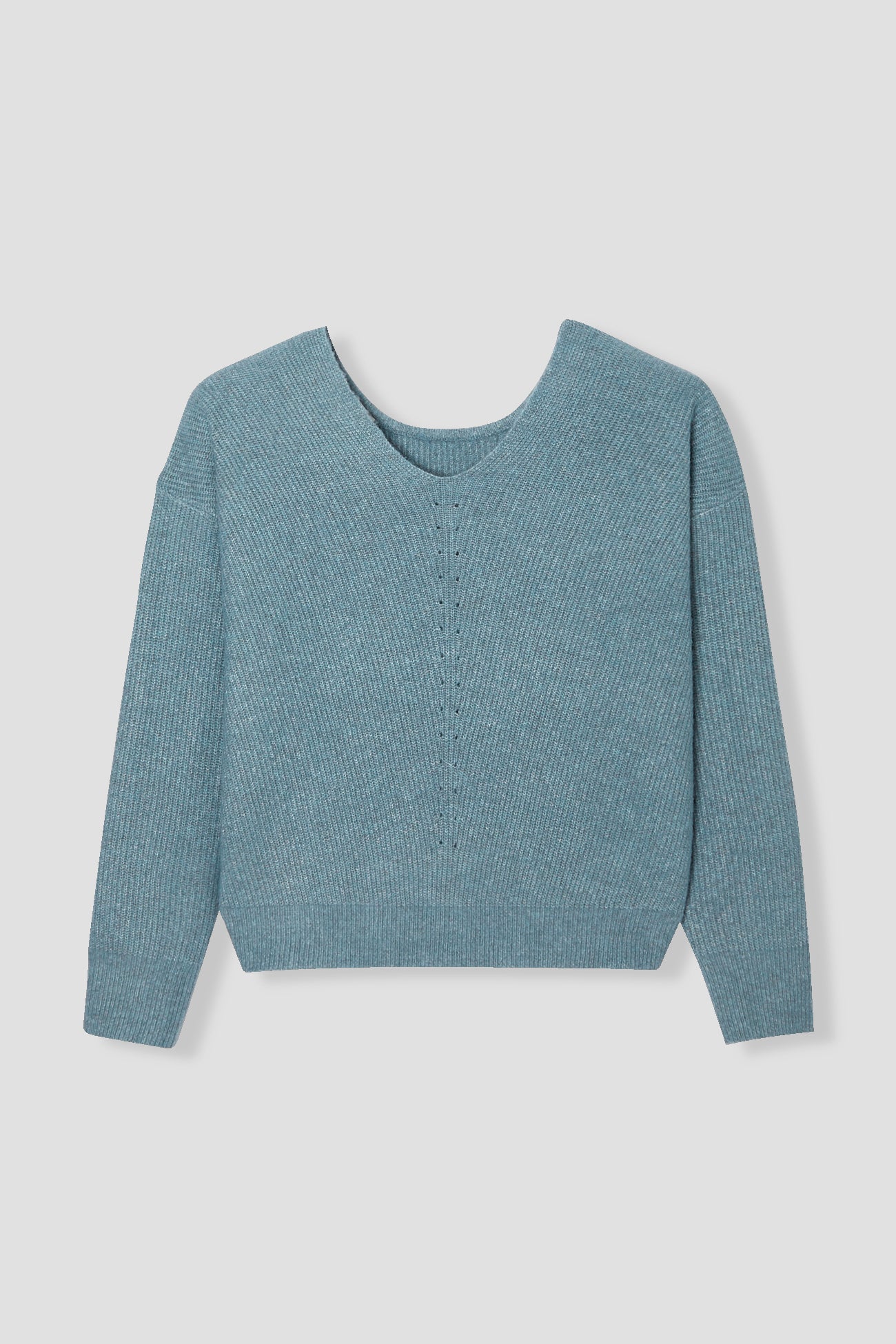 V-neck ribbed jumper - Grey