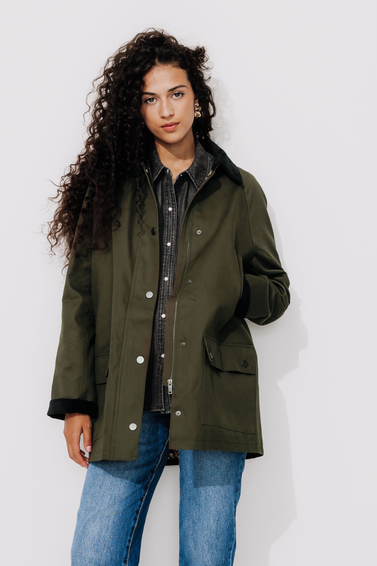 Straight canvas jacket - Khaki