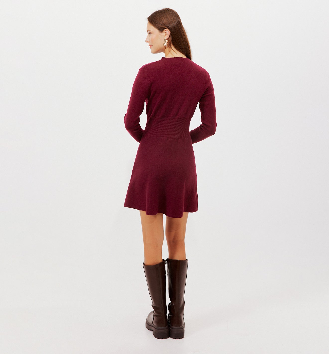 Short knitted dress - Bordeaux red