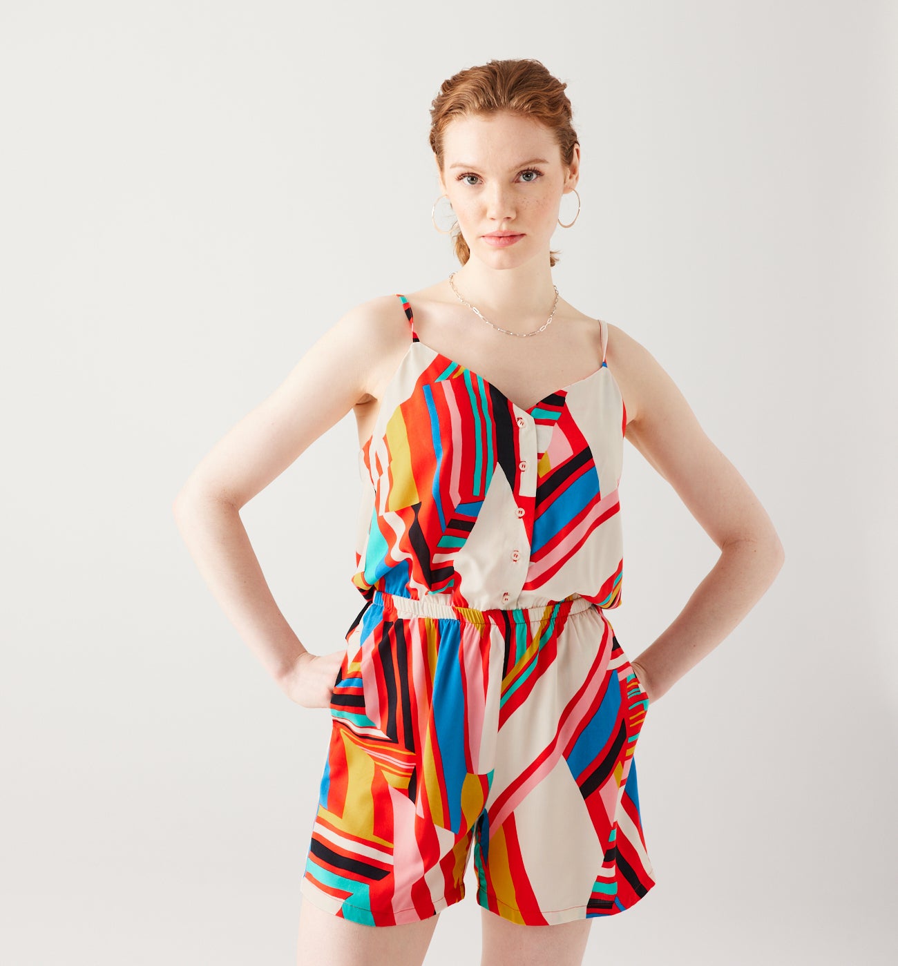 Patterned shorts playsuit - Multicolour print